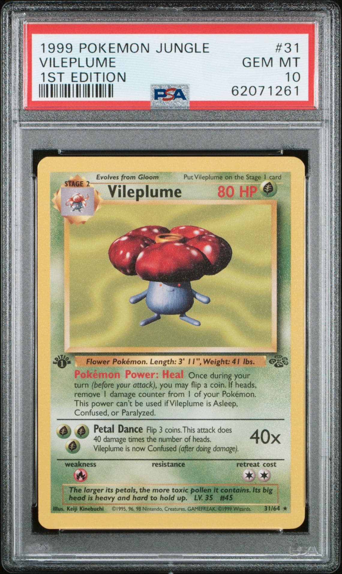 Vileplume | 1999 Jungle Pokémon | 1st Edition | PSA 10 Gem Mint | #31/64