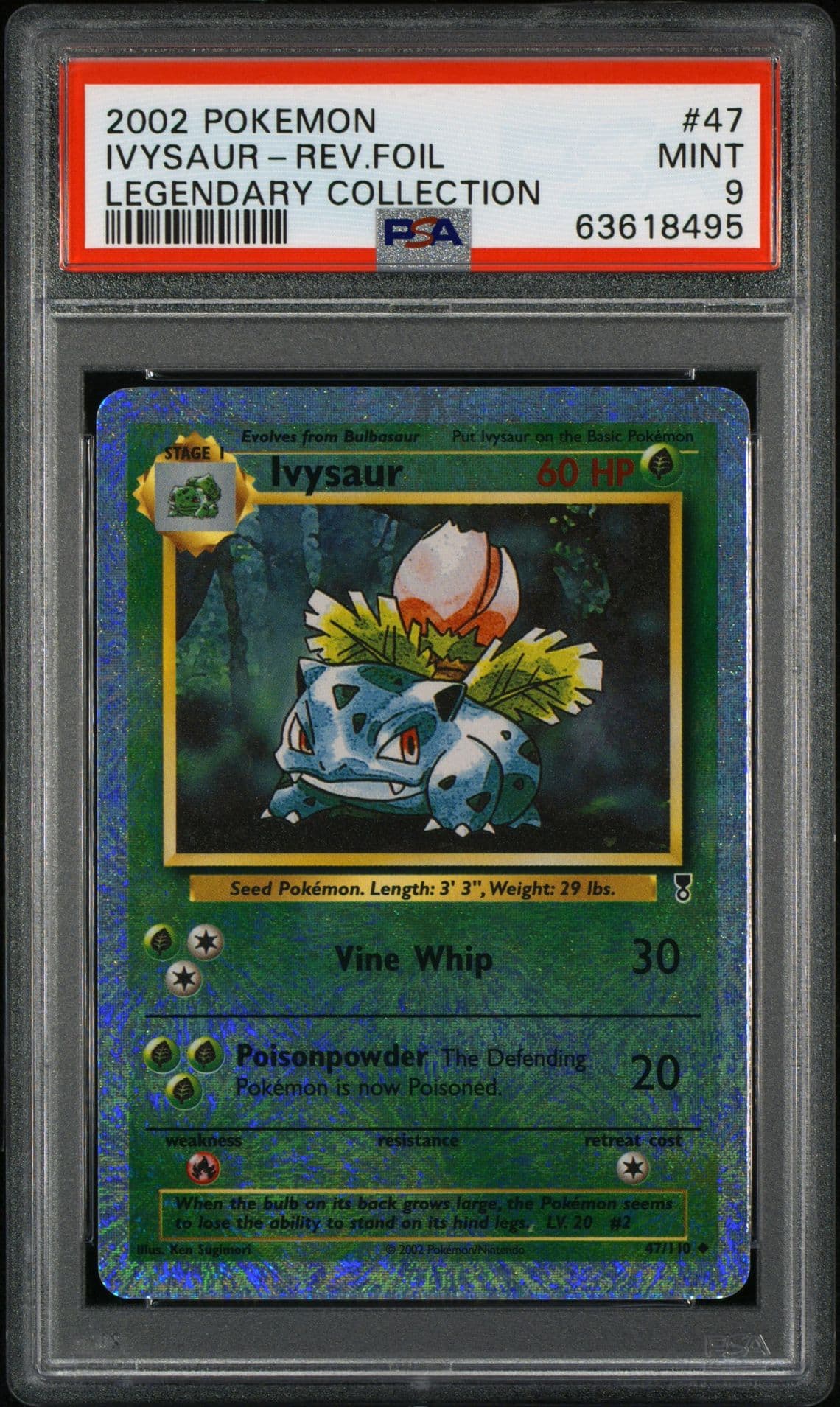 2002 Pokémon Legendary Collection Reverse Holo Ivysaur 47/110 PSA 9