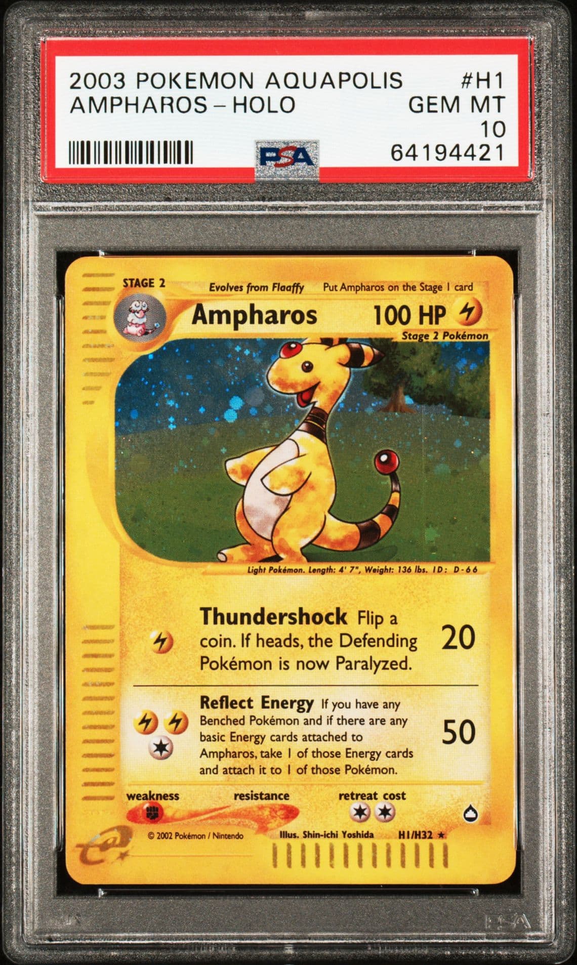 2003 POKEMON AQUAPOLIS #H1 AMPHAROS-HOLO PSA 10