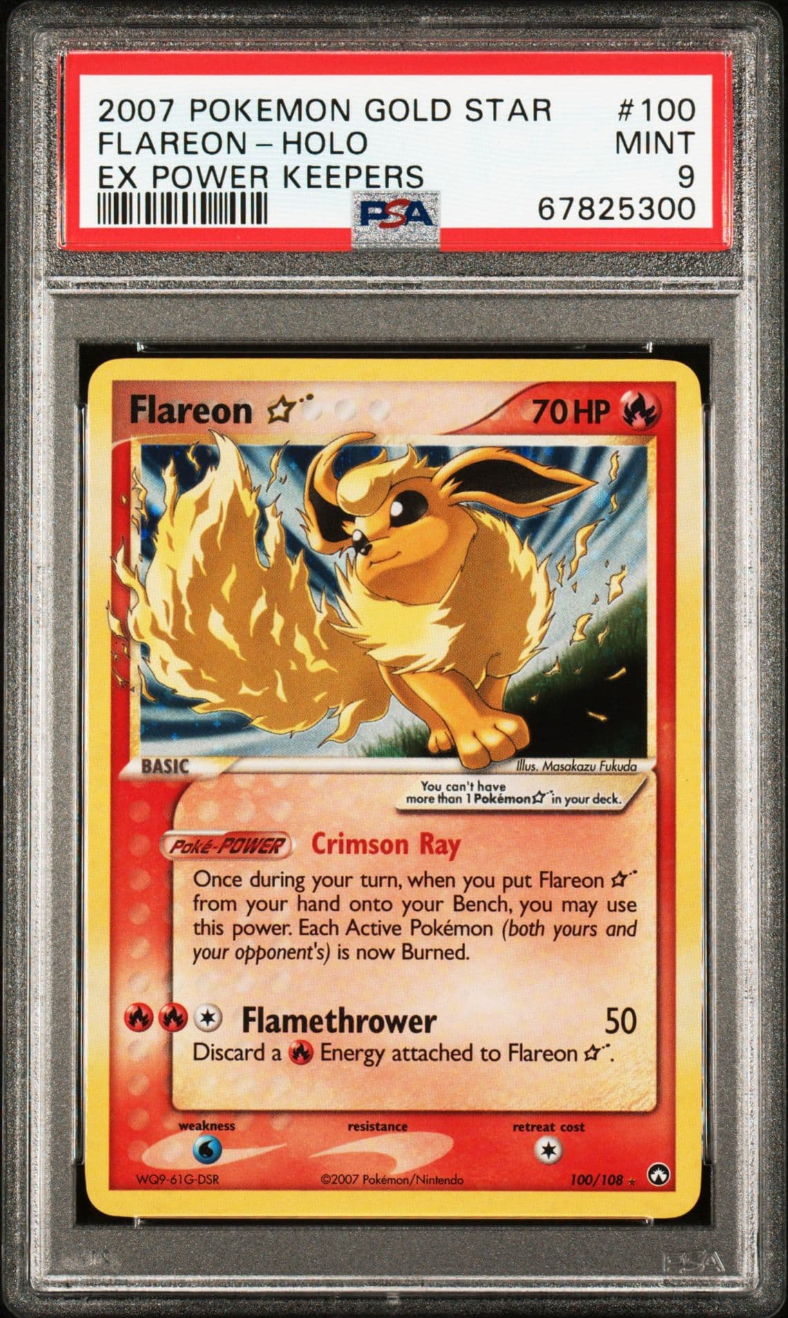 Flareon Gold Star  100/108 PSA 9 Power Keepers Pokemon Card Game