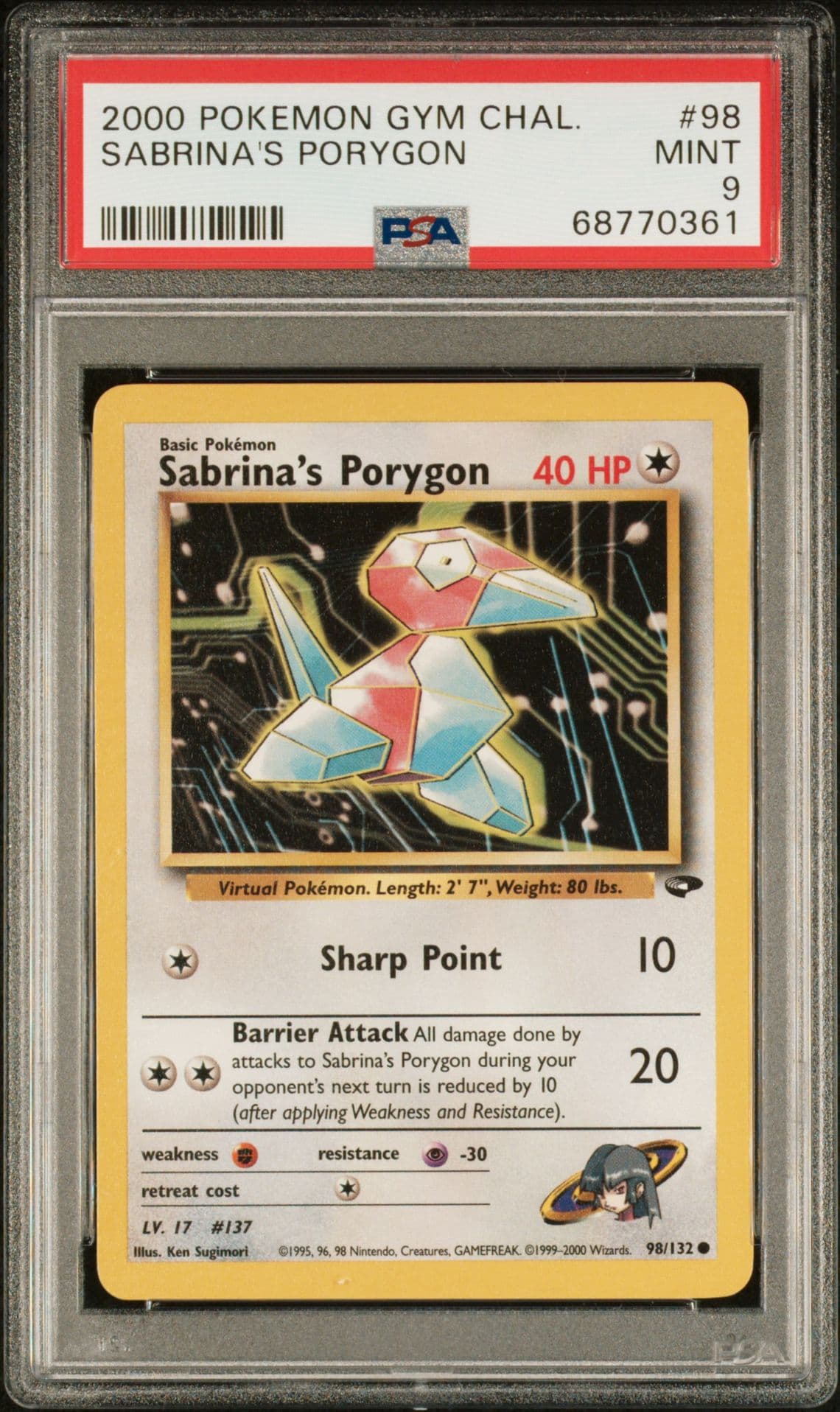 Sabrina's Porygon - Pokemon 2000 Gym Challenge - 98/132 - PSA 9 MINT