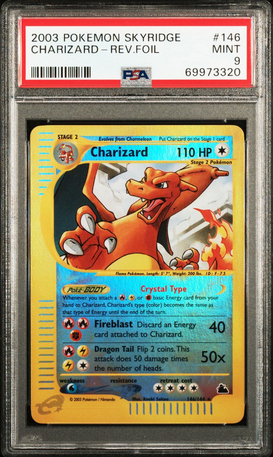 2003 Pokemon Skyridge Crystal Charizard 146/144 Reverse Foil Rare PSA 9