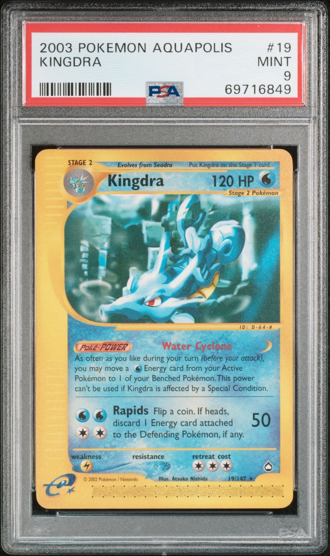 Pokémon Aquapolis Set Regular Finish Kingdra eReader 19/147 - PSA 9! PK701