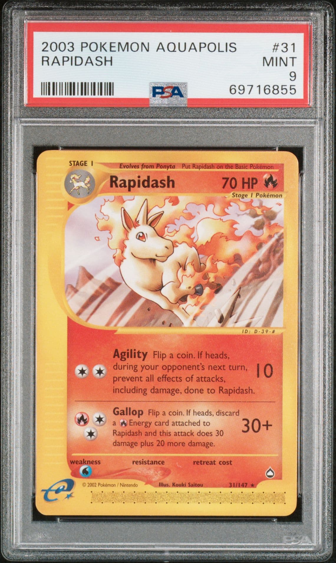 Pokémon Aquapolis Set Regular Finish Rapidash eReader 31/147 - PSA 9! PK580