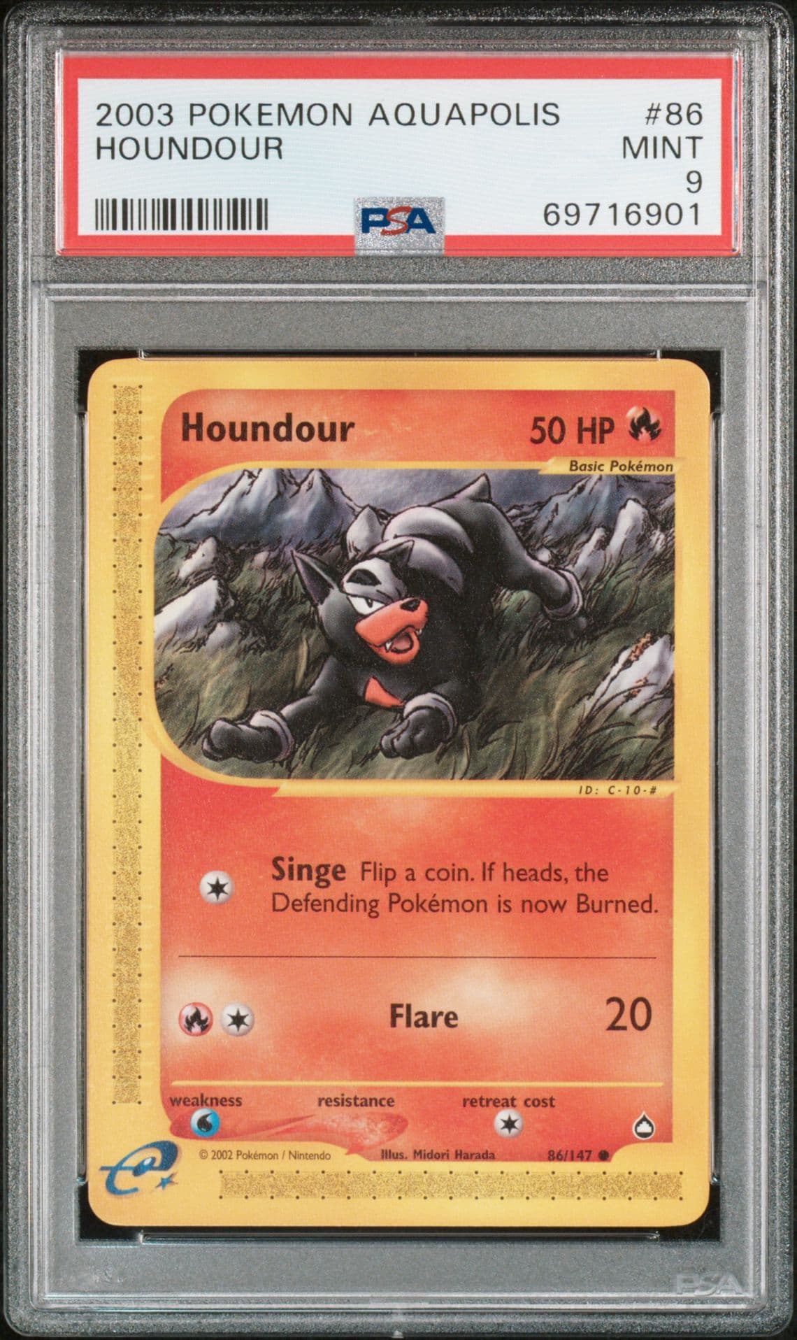 Pokémon Aquapolis Set Regular Finish Houndour eReader 86/147 - PSA 9! PK716