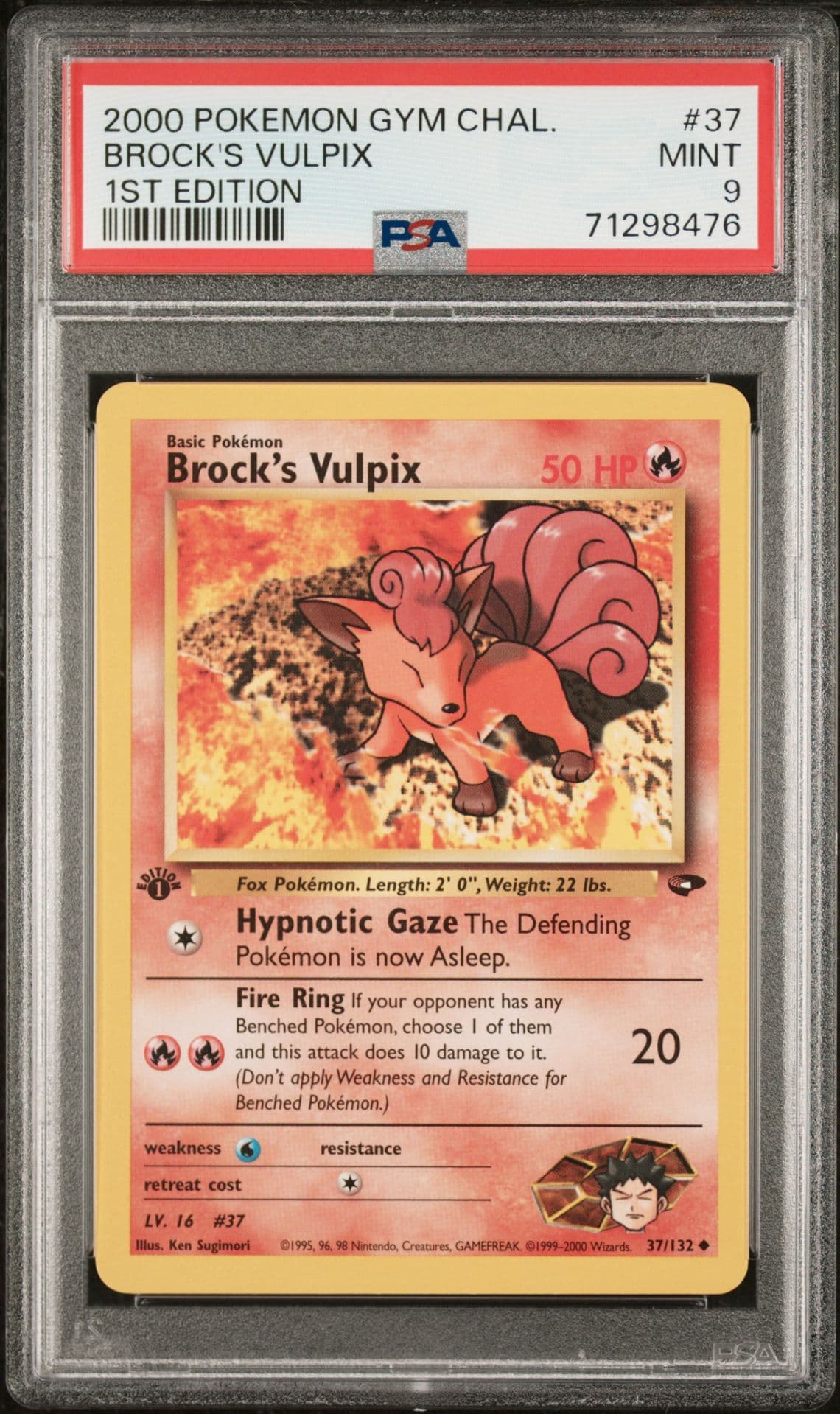 2000 POKEMON GYM CHALLENGE #37 BROCK'S VULPIX 1ST EDITION PSA 9 MINT