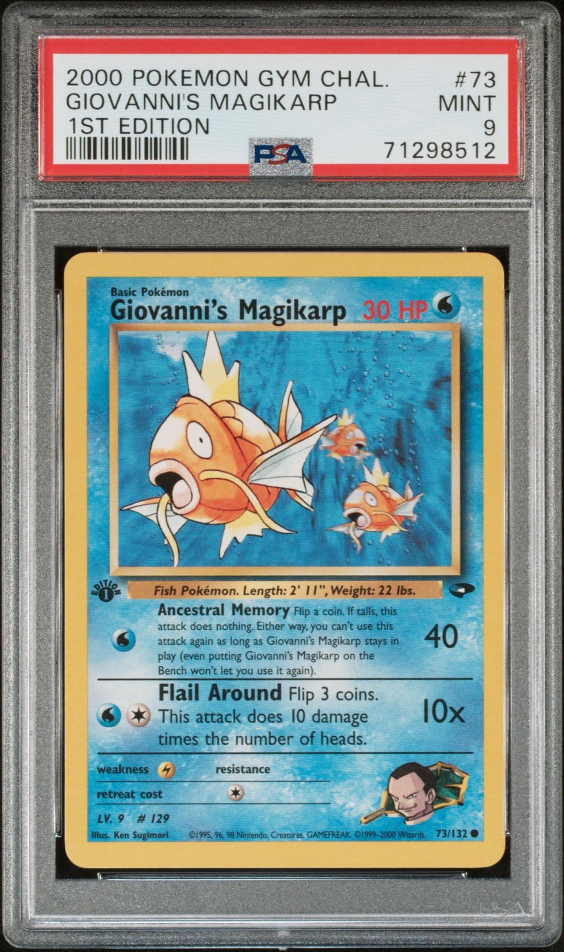 2000 POKEMON GYM CHALLENGE #73 GIOVANNI'S MAGIKARP 1ST EDITION PSA 9 MINT