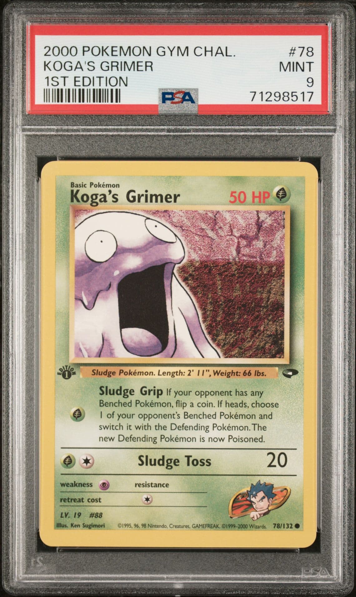 2000 POKEMON GYM CHALLENGE #78 KOGA'S GRIMER 1ST EDITION PSA 9 MINT