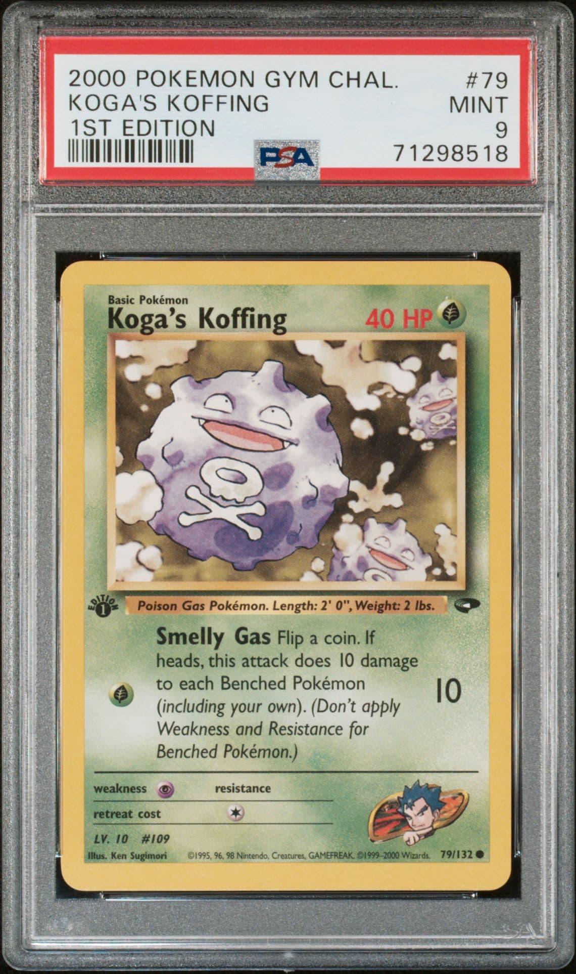 2000 POKEMON GYM CHALLENGE #79 KOGA'S KOFFING 1ST EDITION PSA 9 MINT