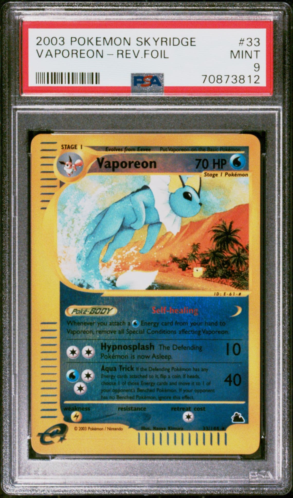 2003 Pokemon Skyridge #33 Vaporeon Reverse Foil PSA 9