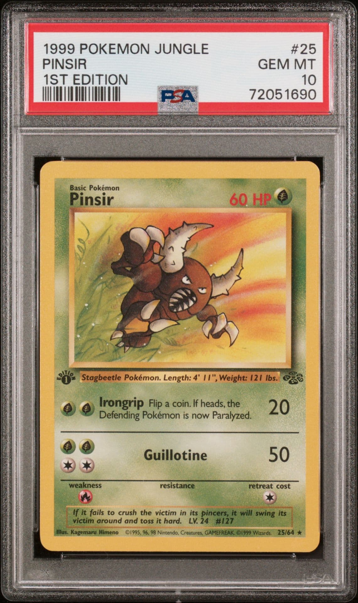 Pokemon Pinsir Jungle 1st Edition Non Holo Rare #25/64 PSA 10 Gem Mint