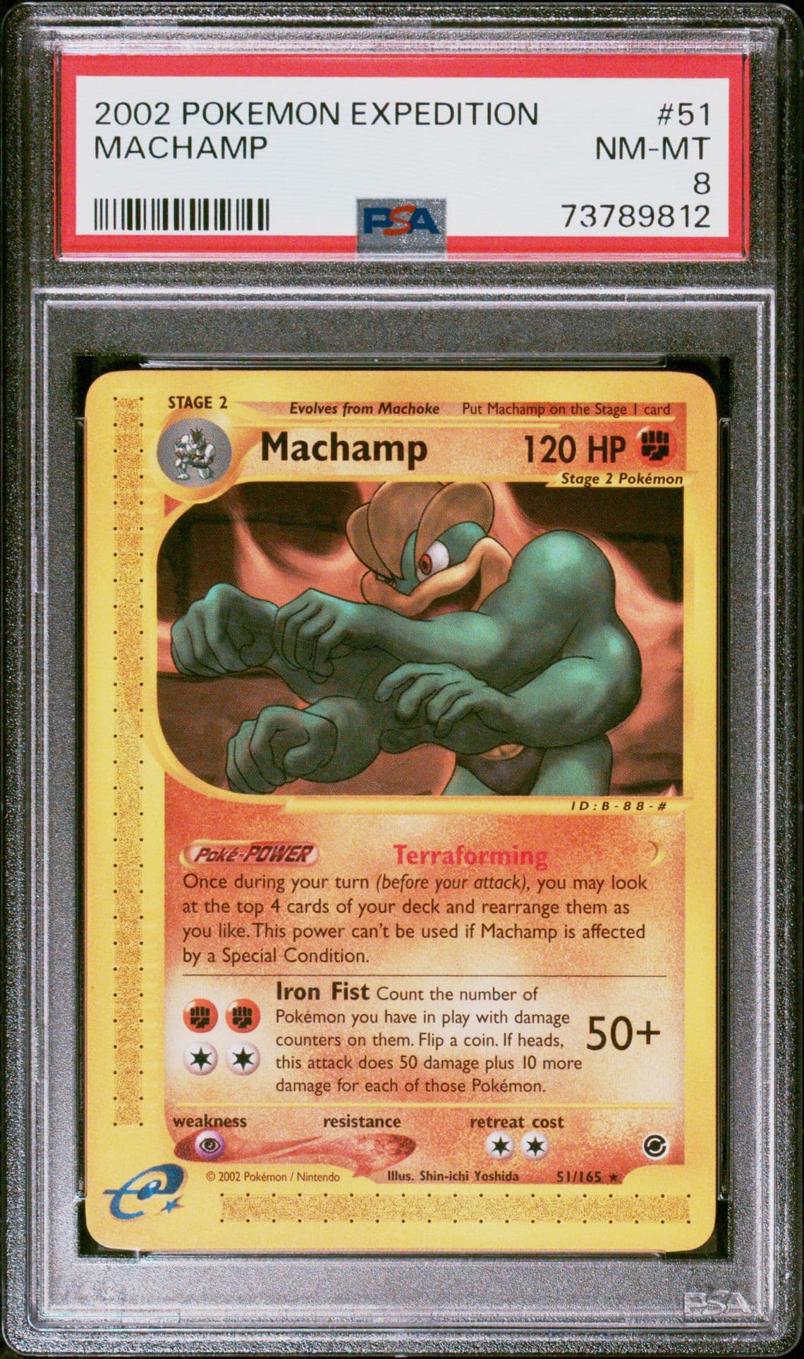 Pokemon Machamp Expedition Base set 2002 51/165 Non-Holo Rare TCG PSA 8 NM-MT