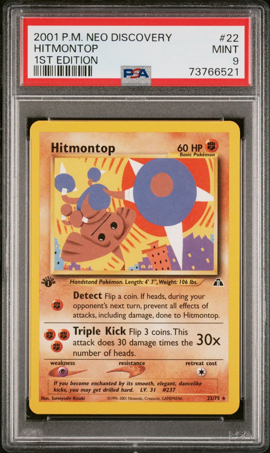 Pokémon TCG Hitmontop Neo Discovery 2001 22 Regular 1st edition Rare PSA 9 MINT