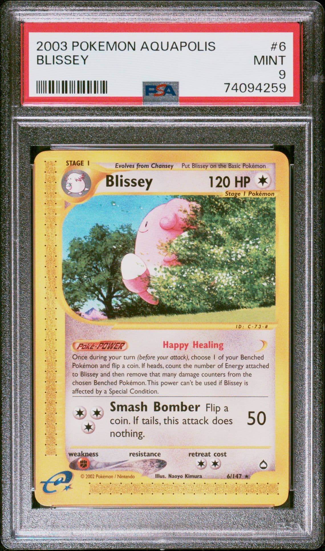 2003 POKEMON AQUAPOLIS #6 BLISSEY PSA 9 MINT