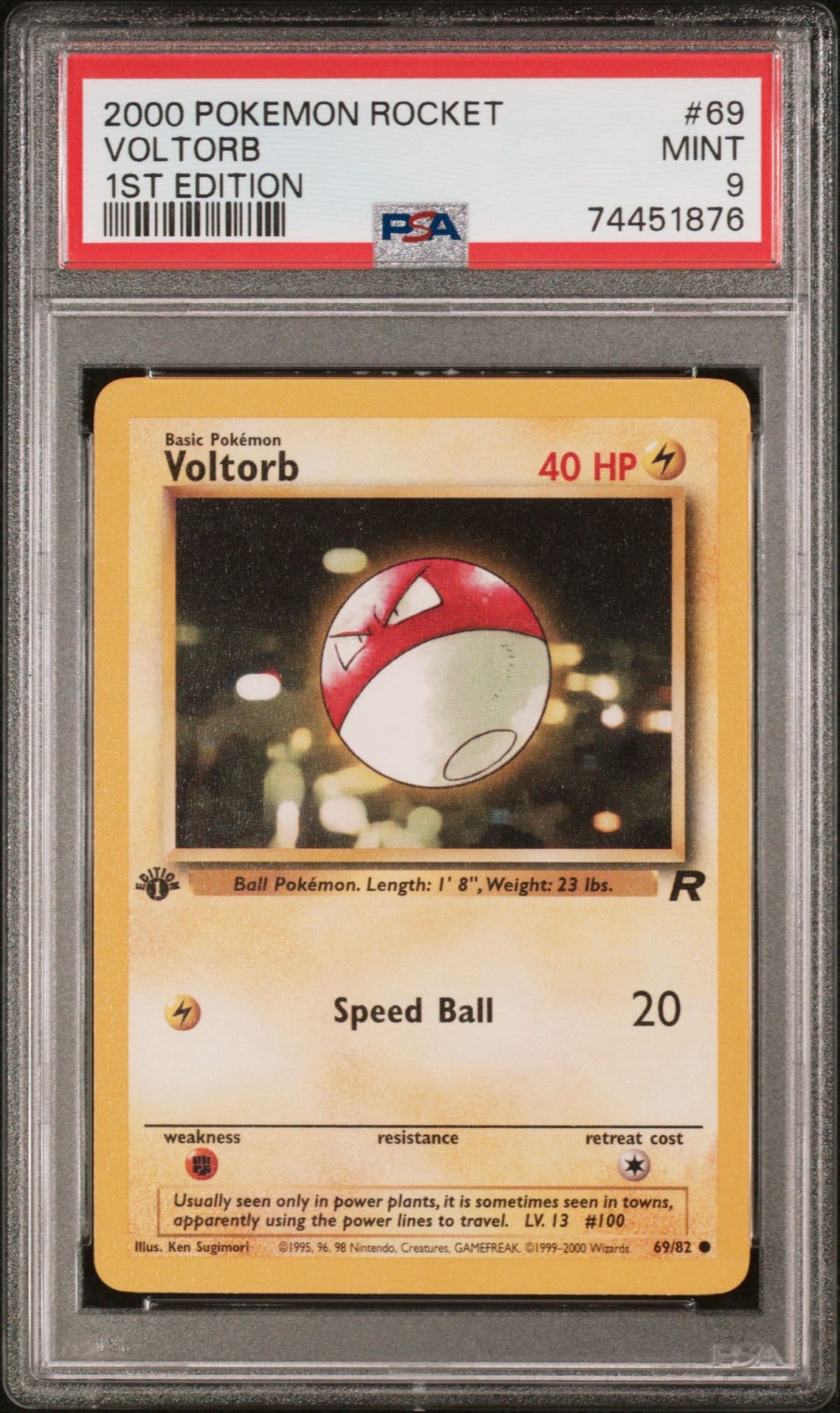 2000 Pokemon Team Rocket VOLTORB #69/82 1st Edition PSA 9 Mint