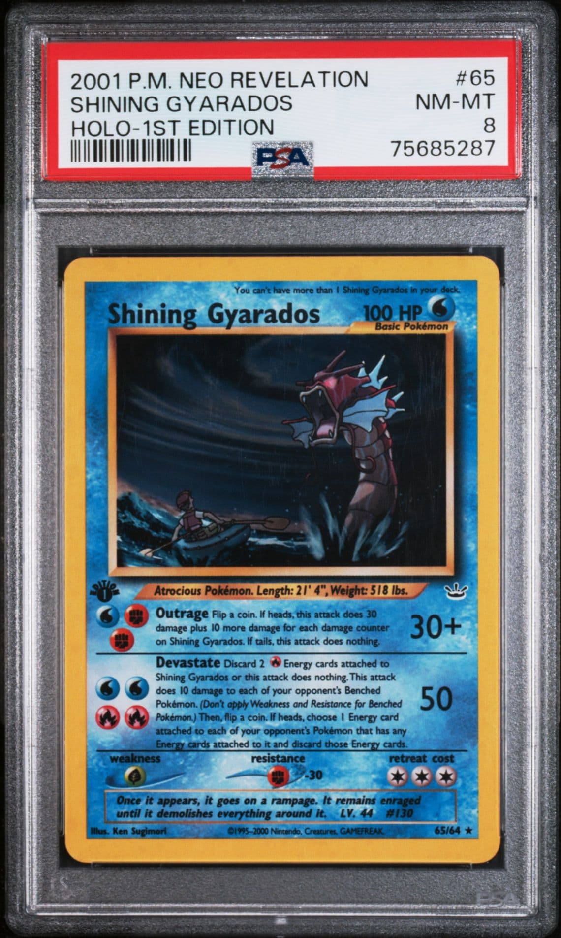 1st Edition Shining Gyarados #65 PSA 8 Neo Revelation Holo 2001