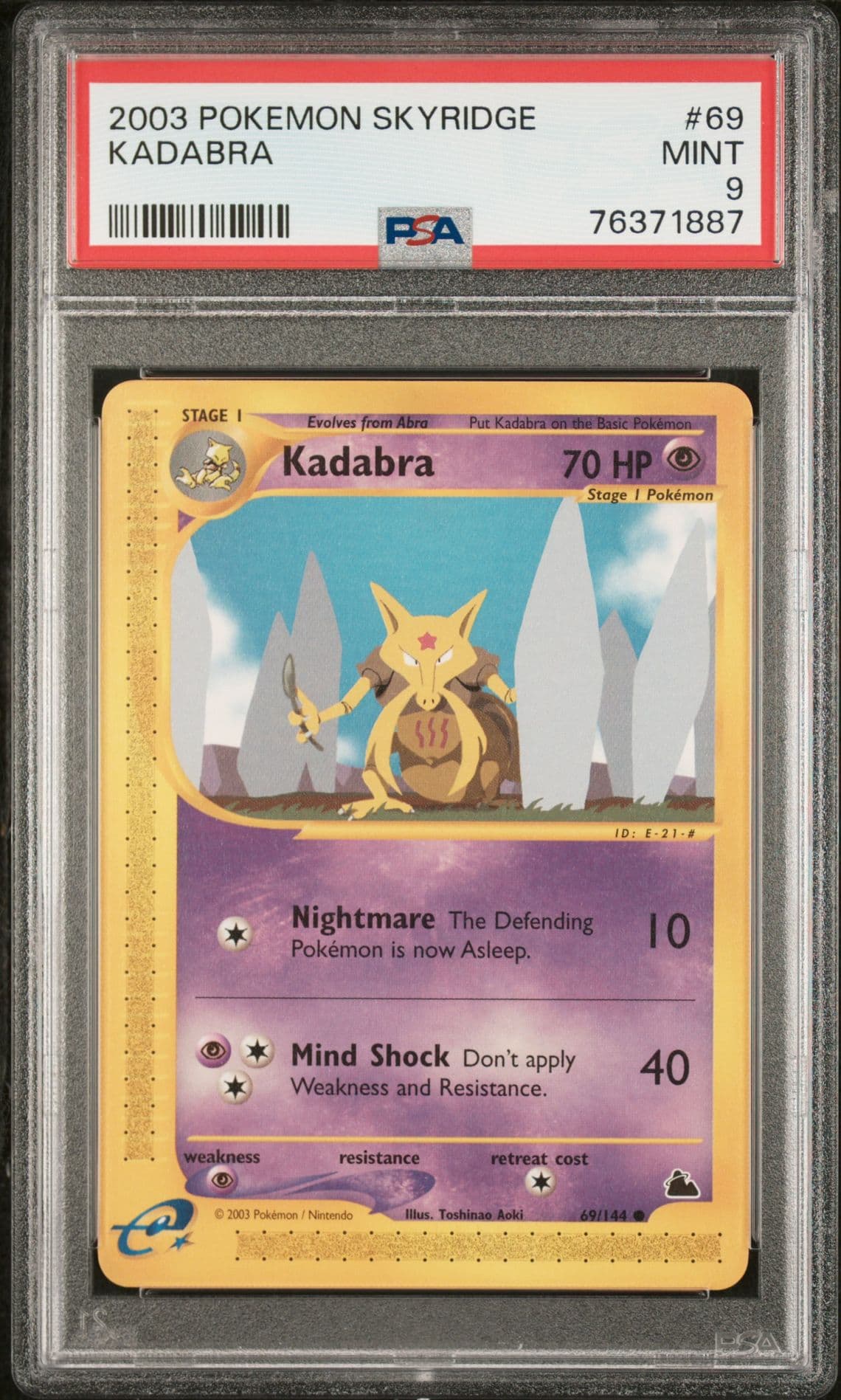 PSA 9 Skyridge Kadabra #69 2003 Pokémon WOTC Mint
