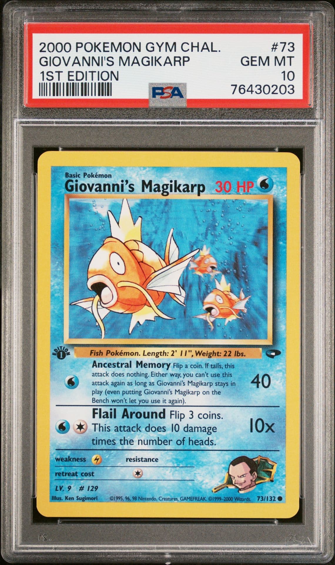 Pokémon Giovanni's Magikarp 73/132 Gym Challenge 1st Edition PSA 10 2000 English