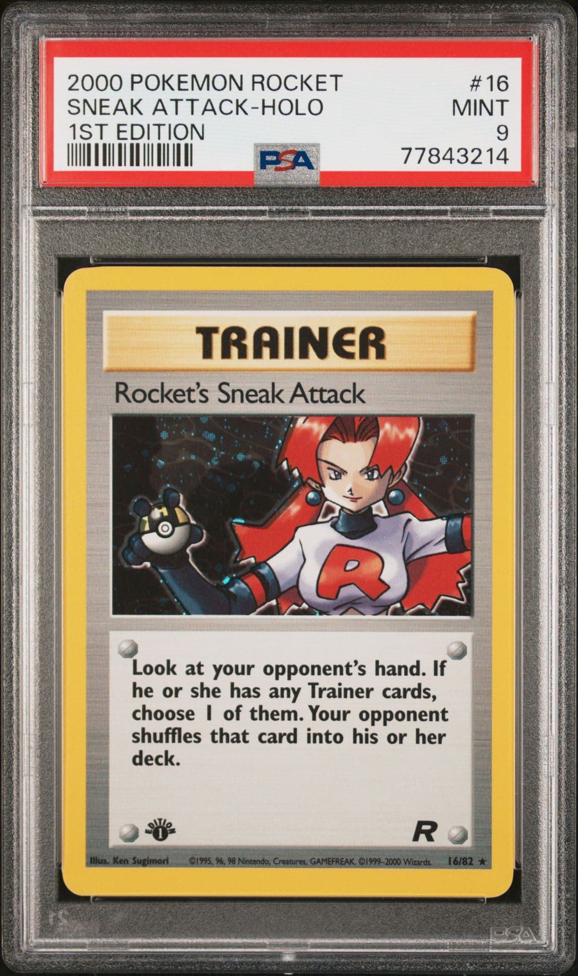 Rocket’s Sneak Attack 16/82 - Team Rocket 1st Edition - English PSA 9 Mint Pokem
