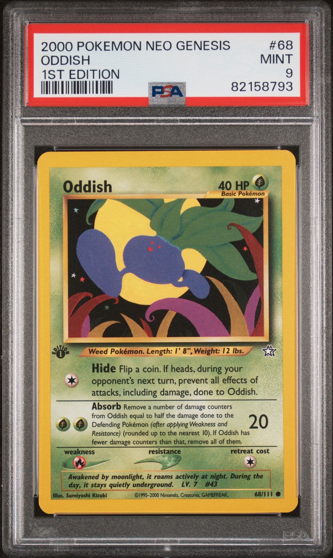PSA 9 Oddish 68/111 - 🌊 Neo Genesis 1st Edition Pokemon TCG 🖤 - MINT