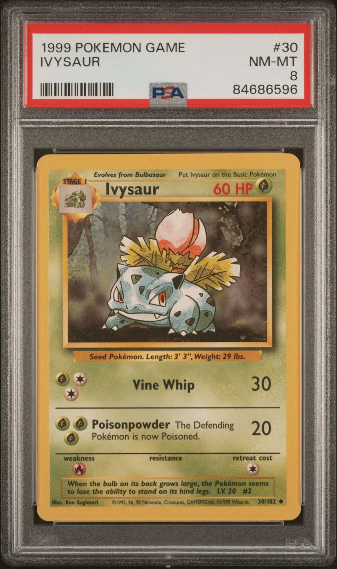 Pokemon Ivysaur Base Set Unlimited #30 PSA 8