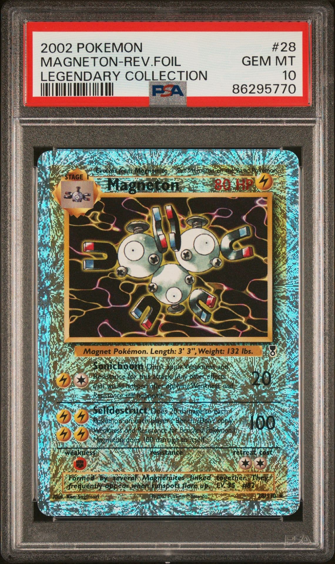 2002 POKEMON LEGENDARY COLLECTION #28 MAGNETON-REVERSE FOIL PSA 10