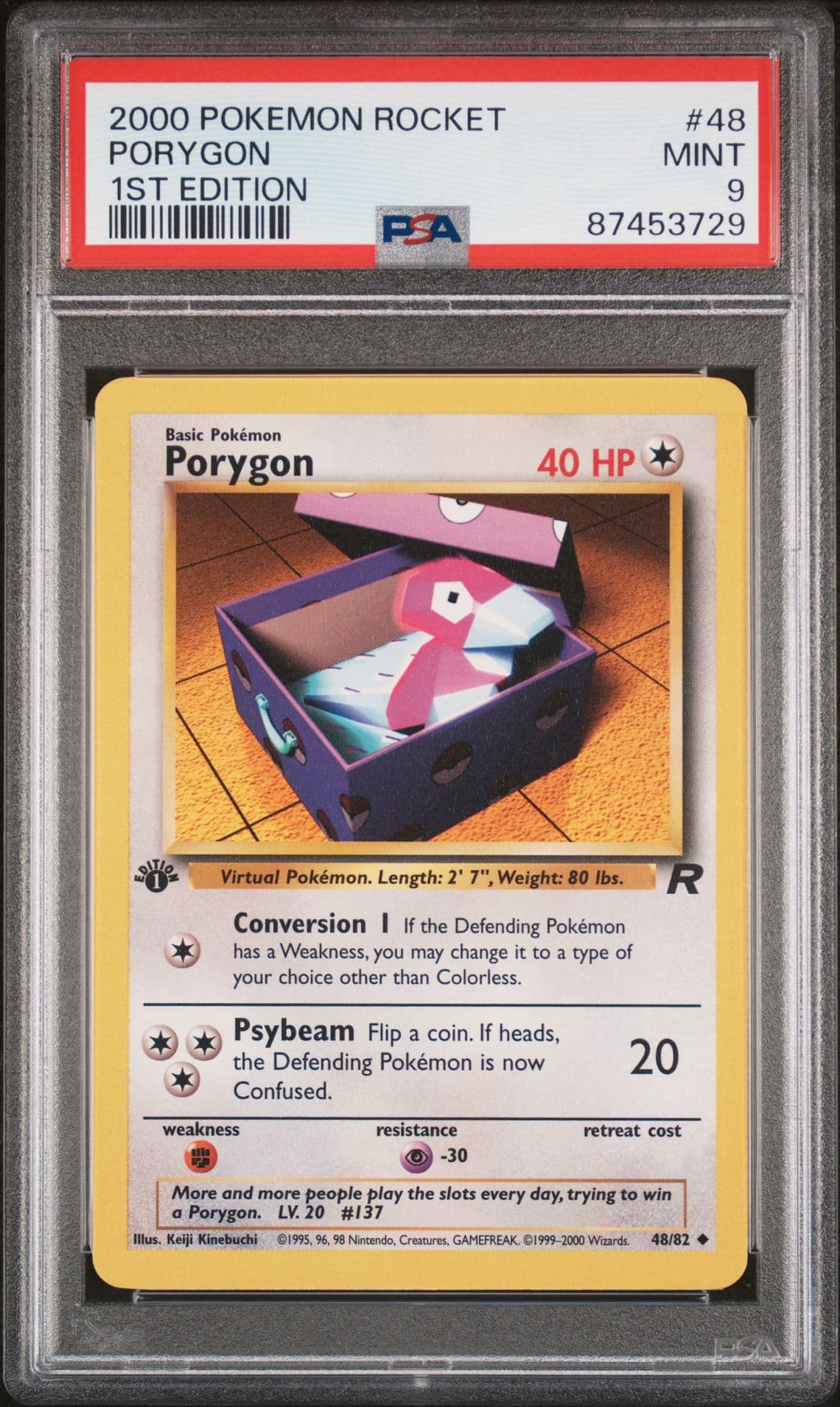 2000 Pokemon Team Rocket Porygon 1st Edition #48 PSA 9 MINT