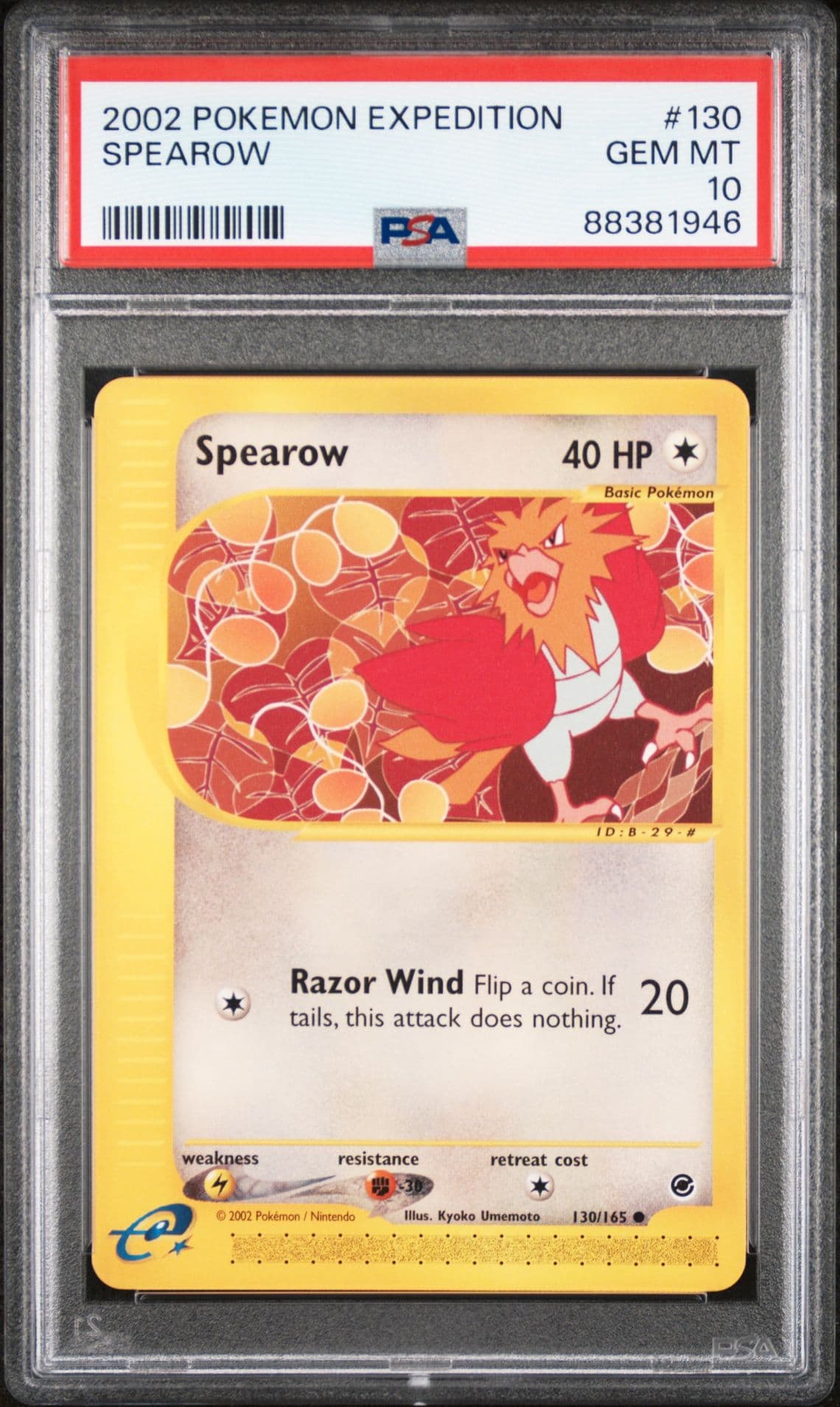 Pokemon e-reader PSA 10 non-holo  Spearow 130/165 Expedition Base Set 2002