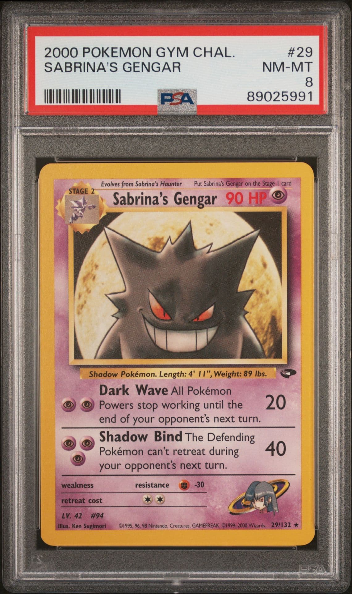 Sabrina's Gengar 29/132 Gym Challenge PSA 8