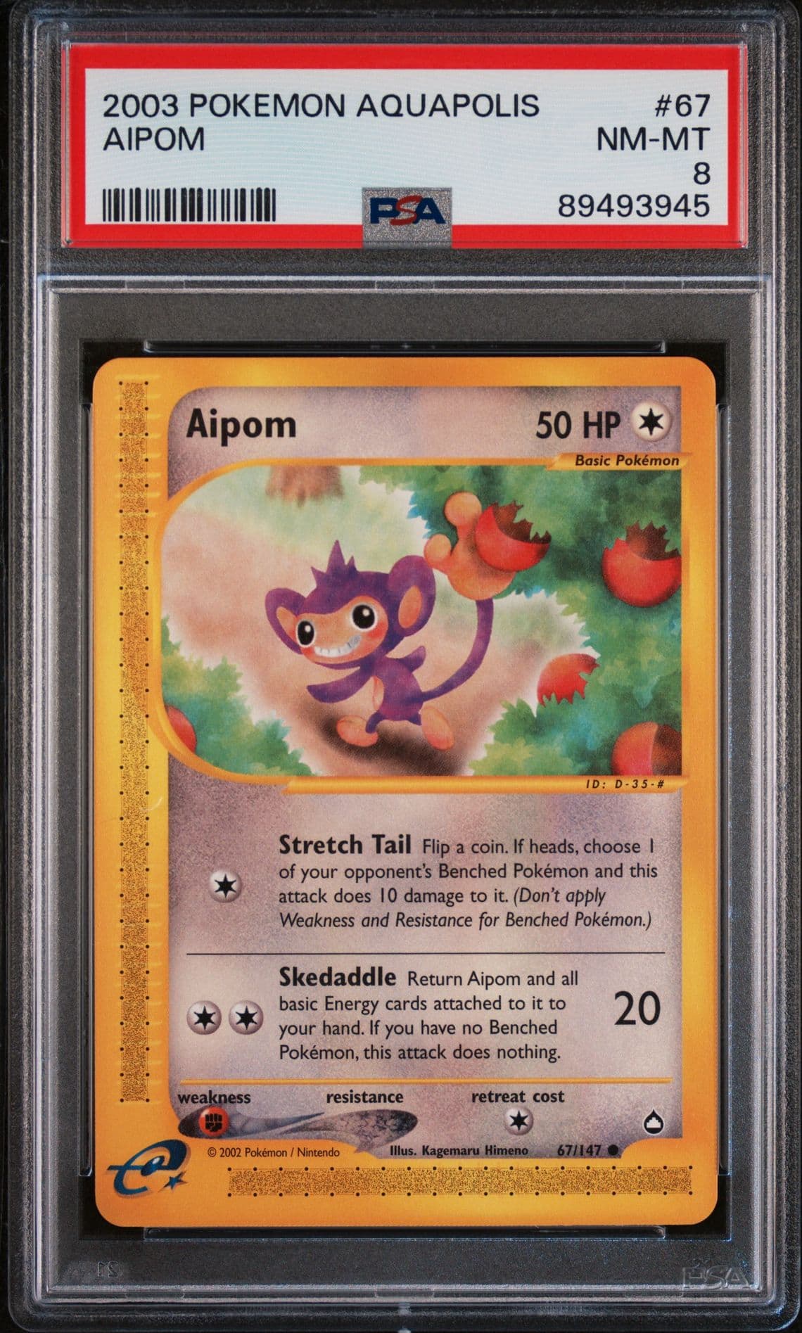 PSA 8 AIPOM 2003 POKEMON AQUAPOLIS #67/147 NM-MT