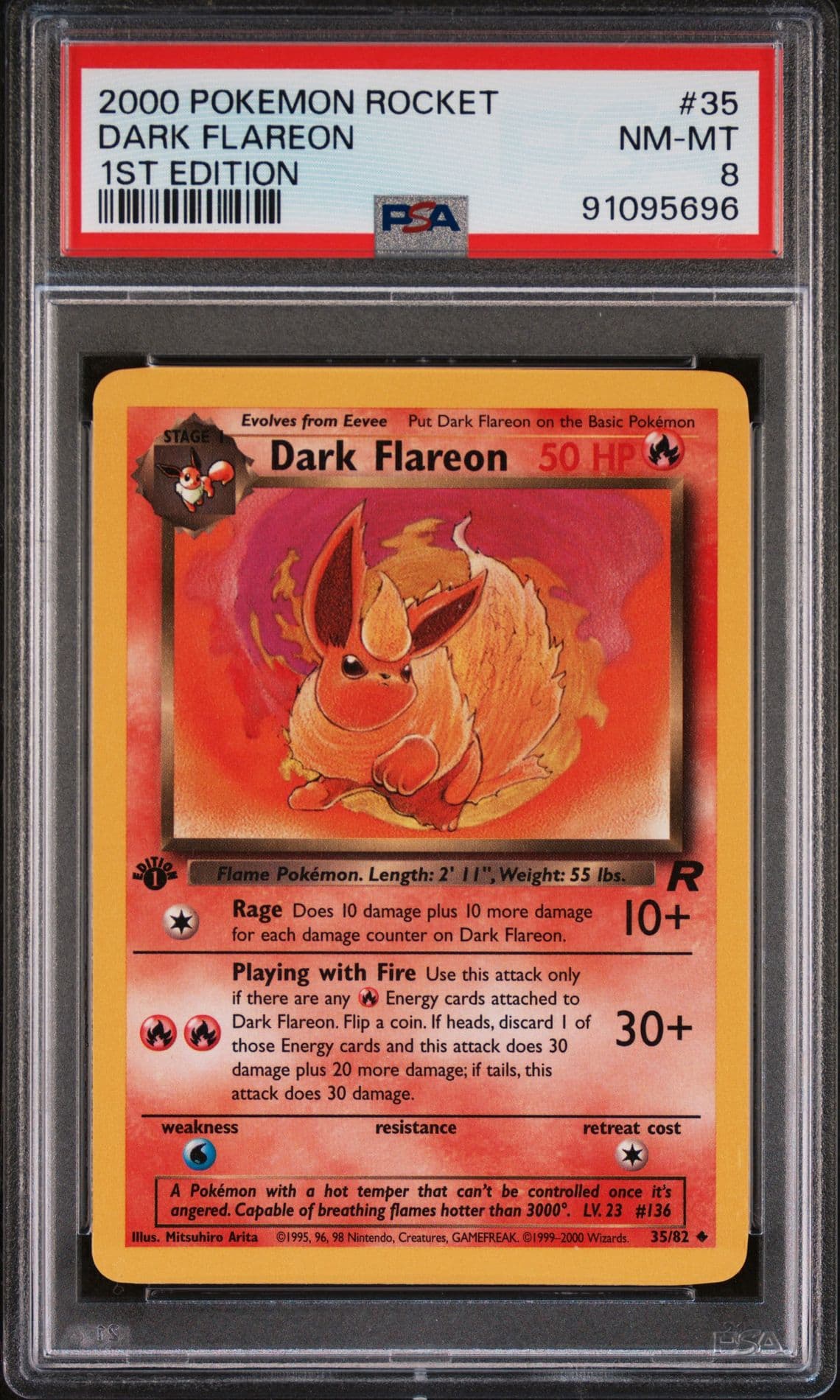 Pokémon TCG Dark Flareon Team Rocket 35/82 1st Edition Regular PSA 8 2000
