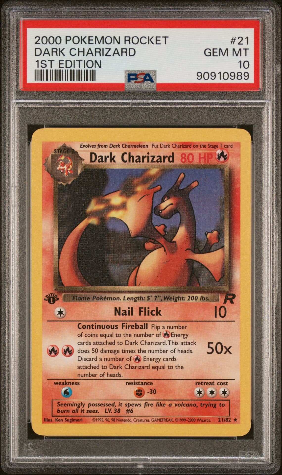 Pokemon Dark Charizard Team Rocket 1st Edition NON Holo Rare #21 PSA 10 Gem Mint