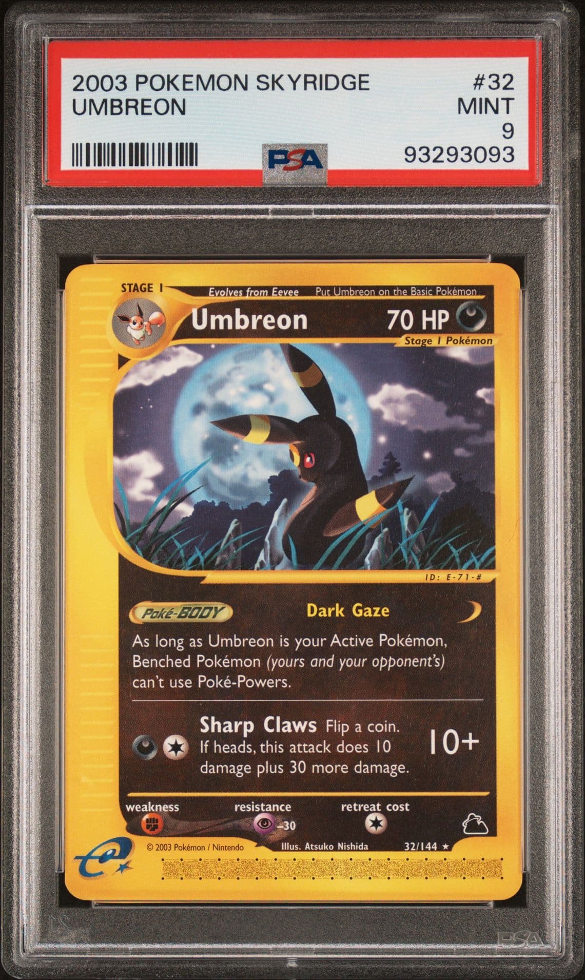 2003 POKEMON SKYRIDGE #32 UMBREON PSA 9 Non Holo