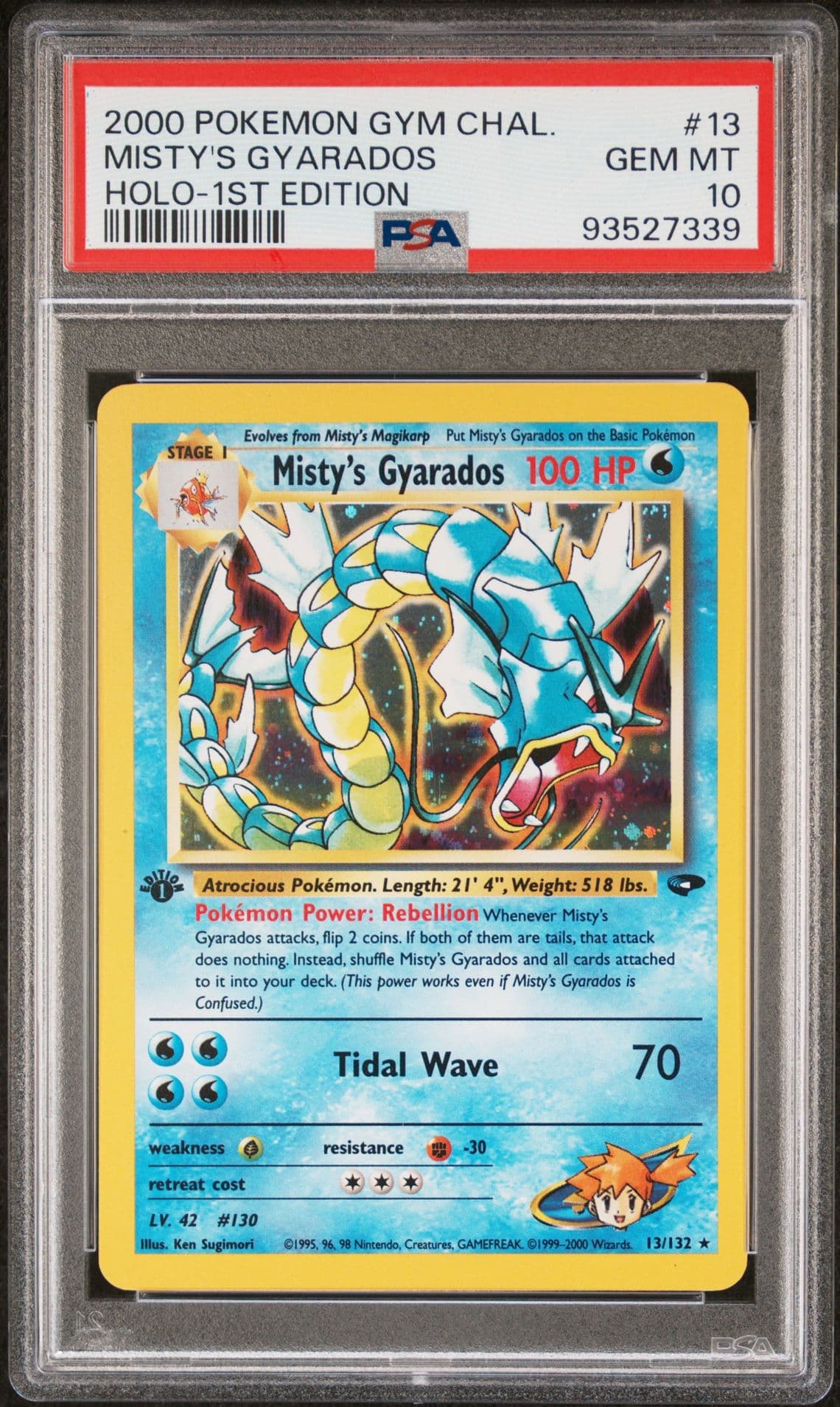 2000 POKEMON GYM CHALLENGE HOLO-1ST EDITION #13 MISTY'S GYARADOS PSA 10