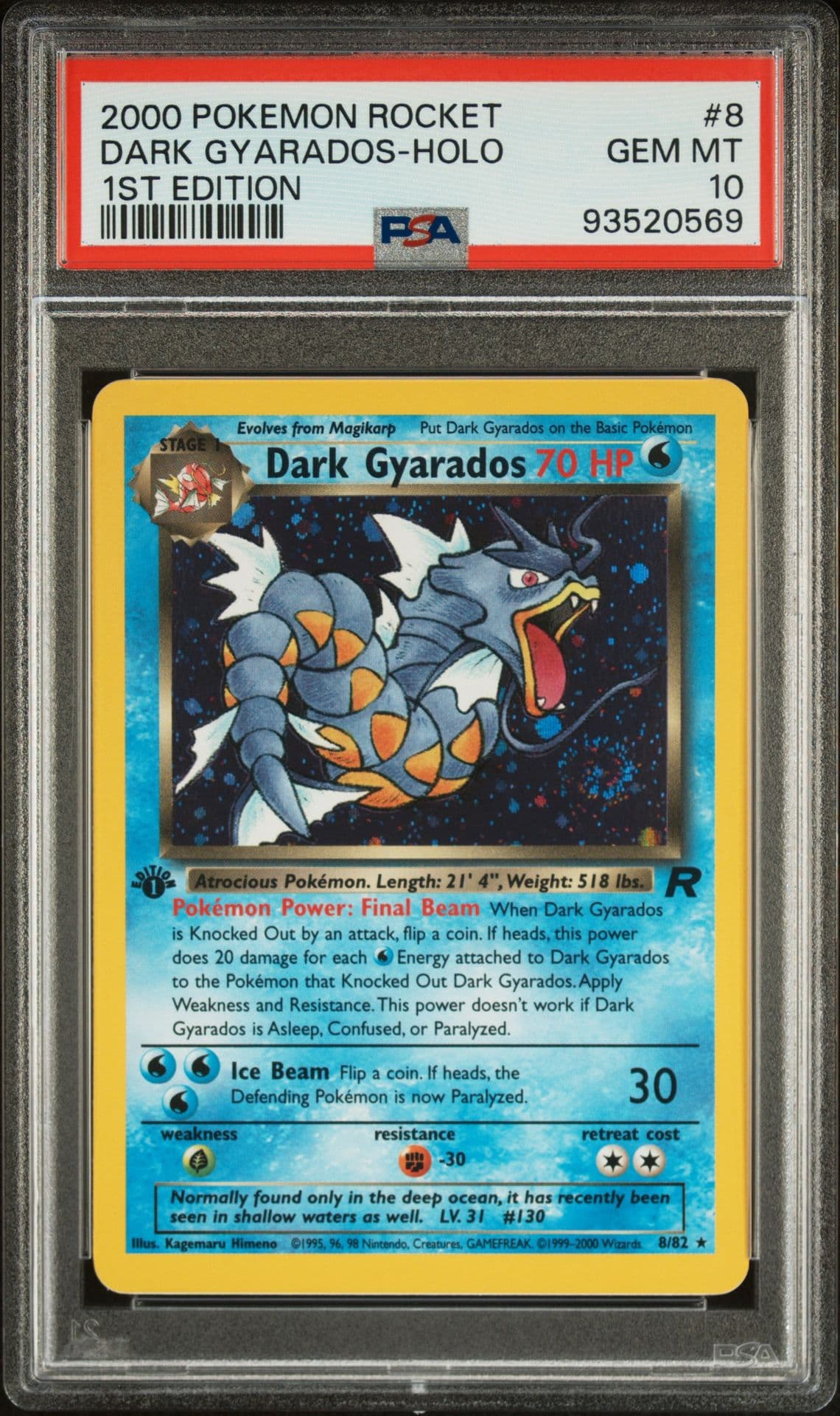 PSA 10 GEM MINT Dark Gyarados  8/82 HOLO Team Rocket 1ST EDITION Pokemon Card 💫