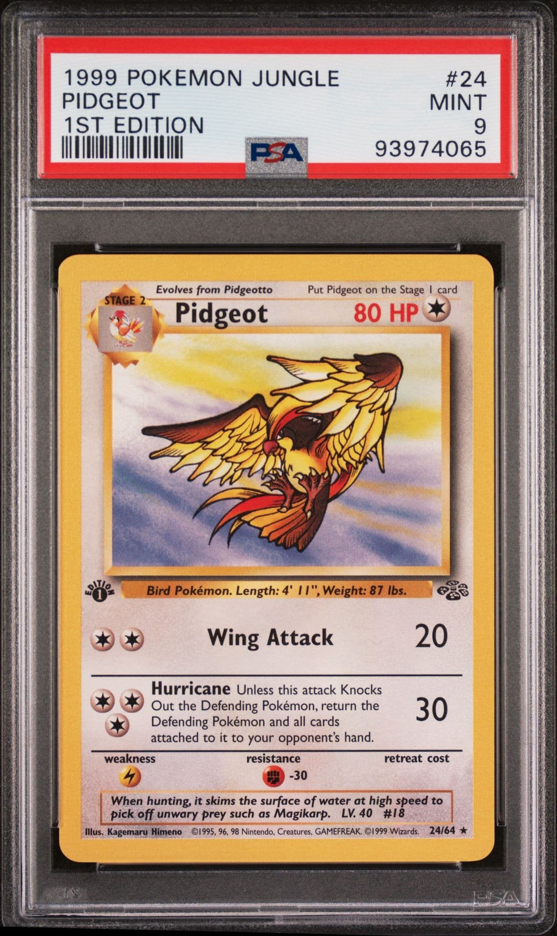 PSA 9 NM/MT 1999 POKEMON JUNGLE PIDGEOT NON HOLO #24 1ST EDITION ENGLISH