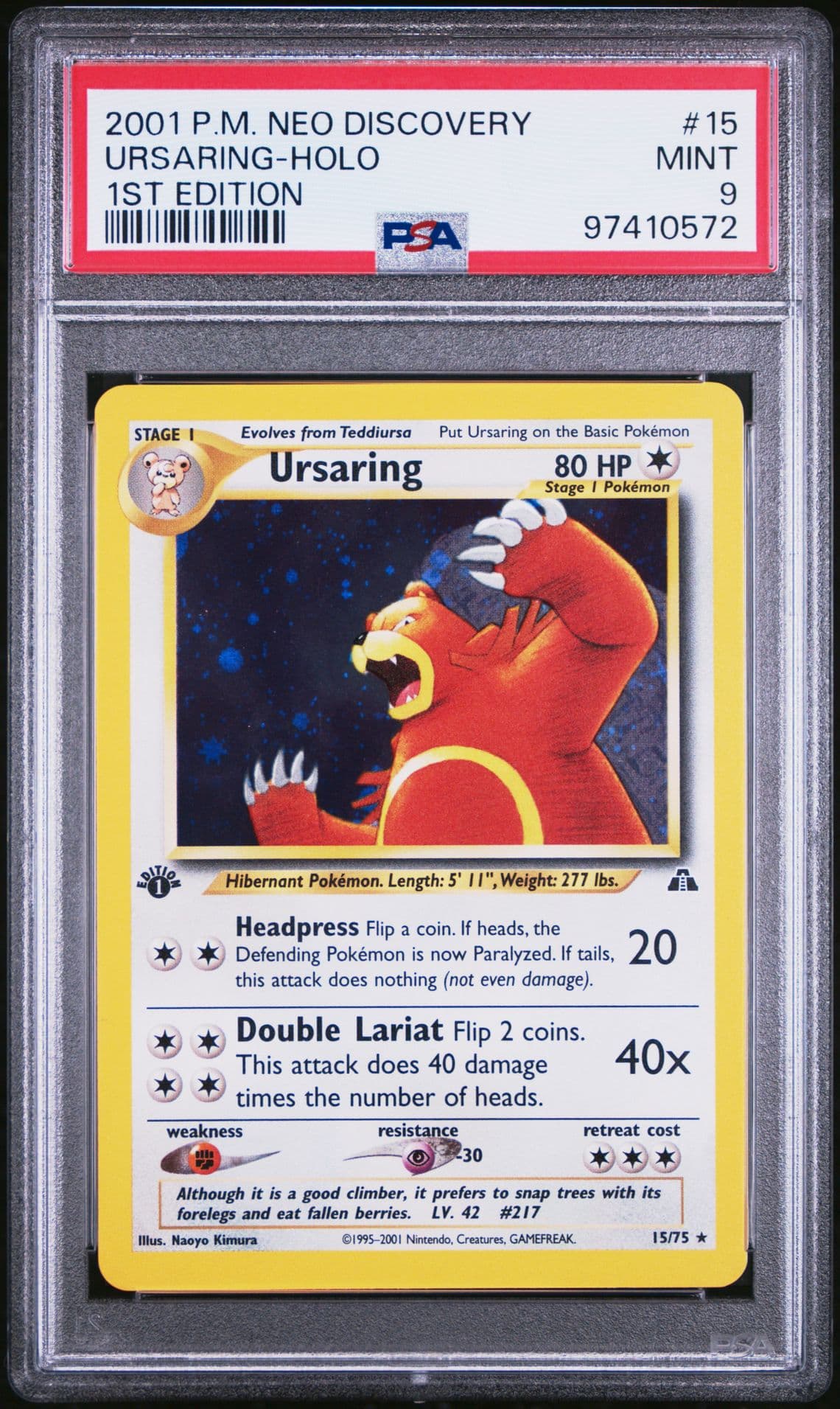 2001 POKEMON NEO DISCOVERY 1ST EDITION #15 URSARING-HOLO PSA 9