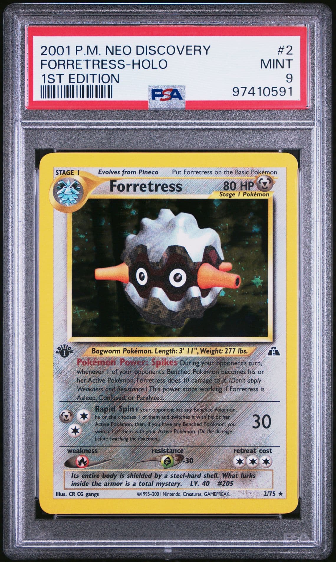 2001 POKEMON NEO DISCOVERY 1ST EDITION #2 FORRETRESS-HOLO PSA 9