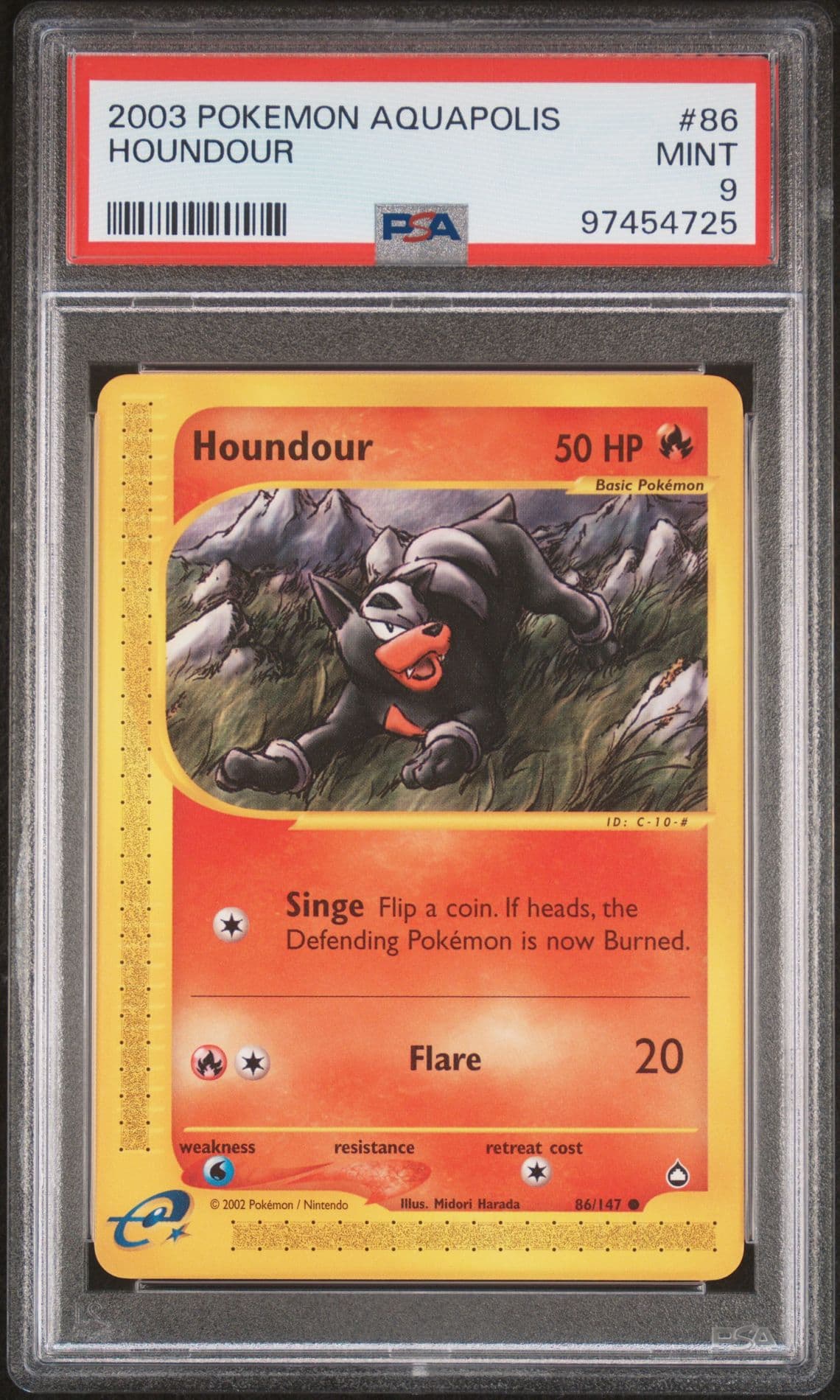 Pokémon TCG Aquapolis Houndour Common Card 86/147 PSA 9
