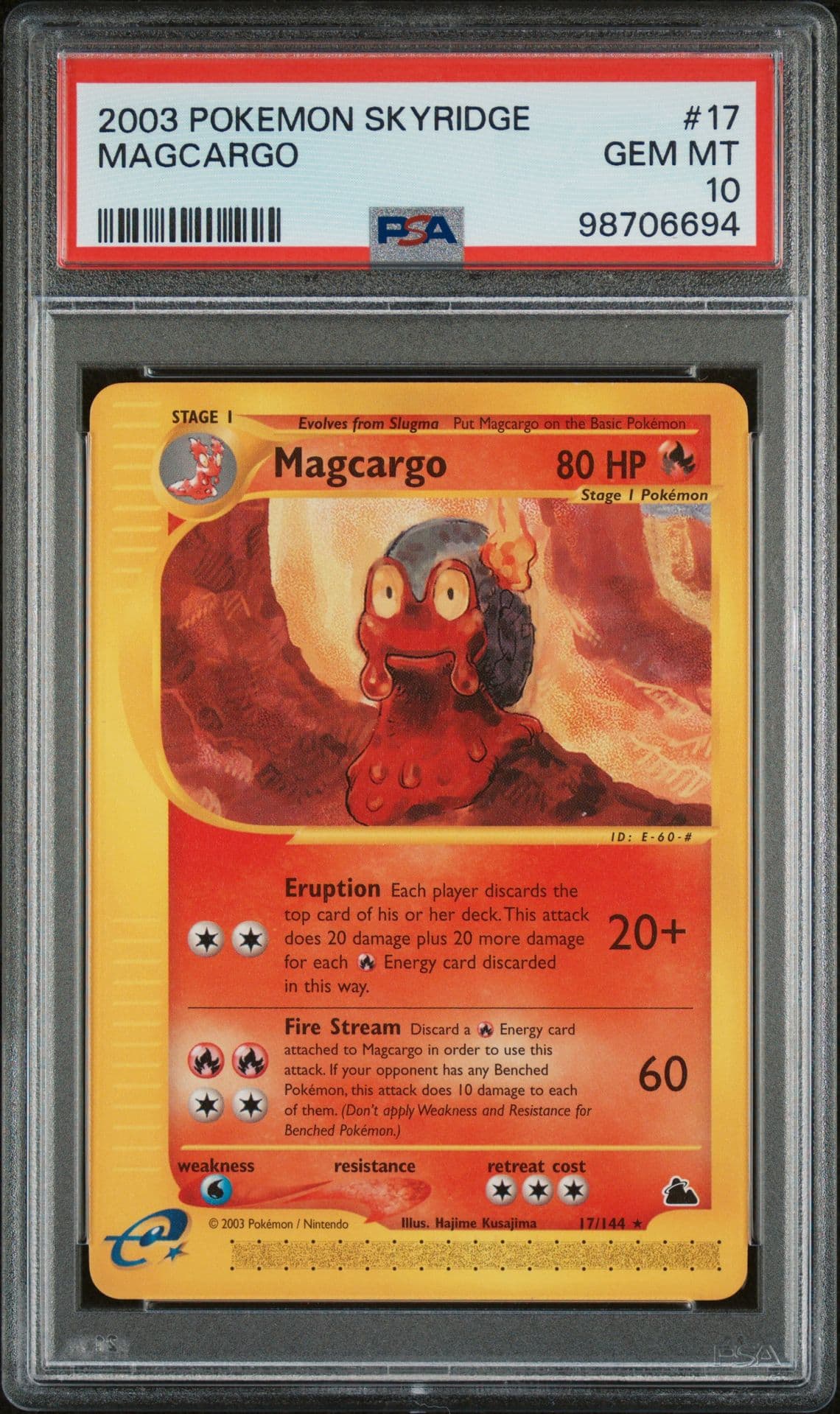 Pokemon Magcargo Skyridge NON Holo Rare #17 PSA 10 Gem Mint