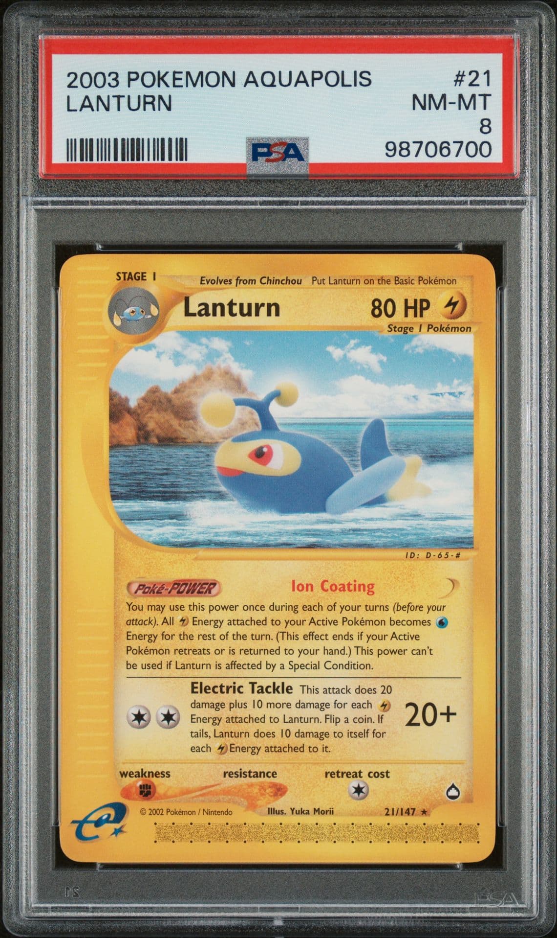 Pokemon Lanturn Aquapolis NON Holo Rare #21 PSA 8