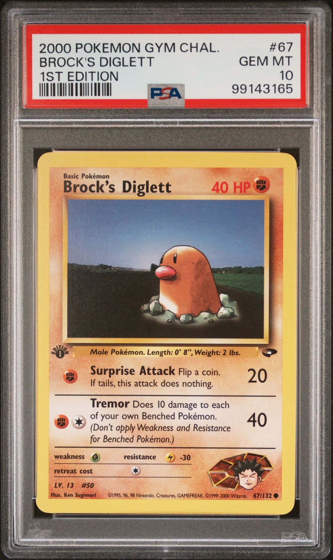 PSA 10 Brock's Diglett 1st Edition Gym Challenge 67/132 Pokemon Card