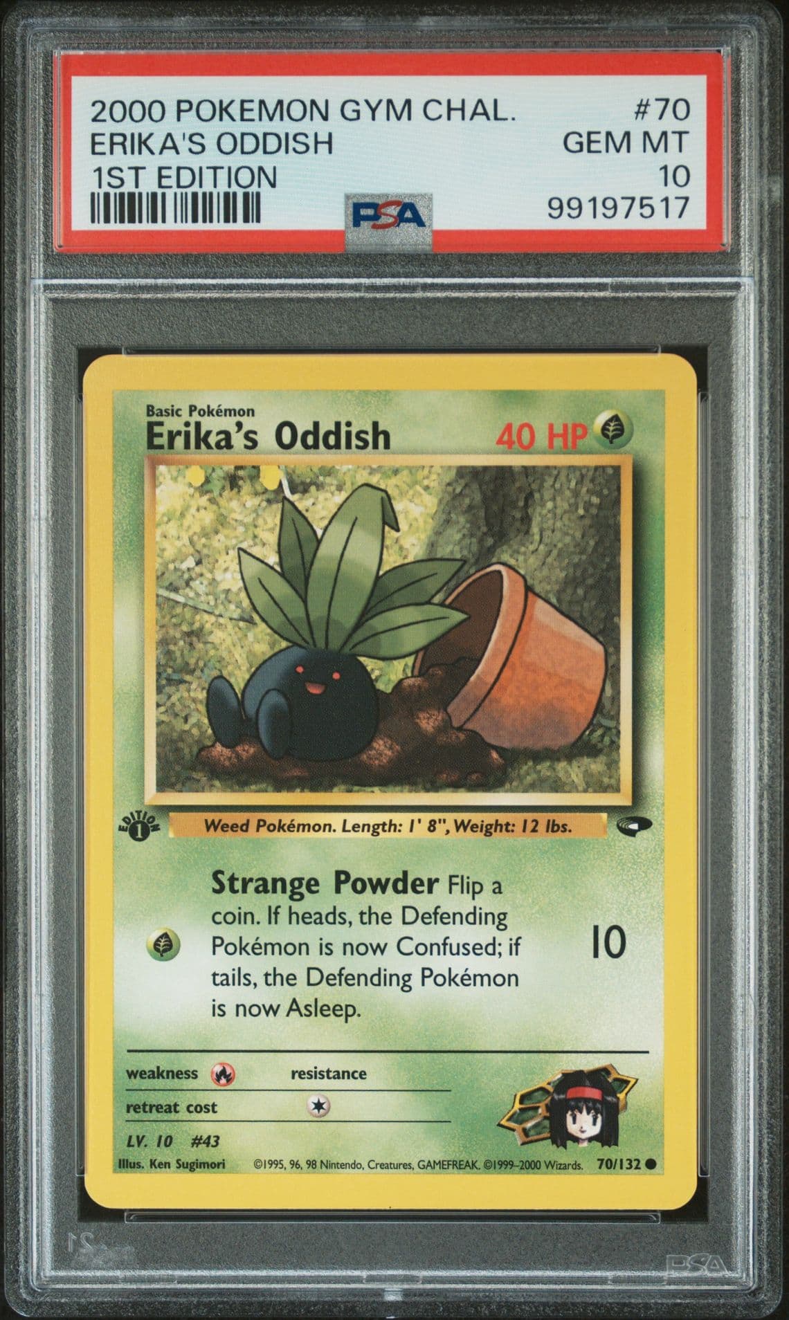 2000 POKEMON GYM CHALLENGE 1ST EDITION 70/132 ERIKA'S ODDISH PSA 10