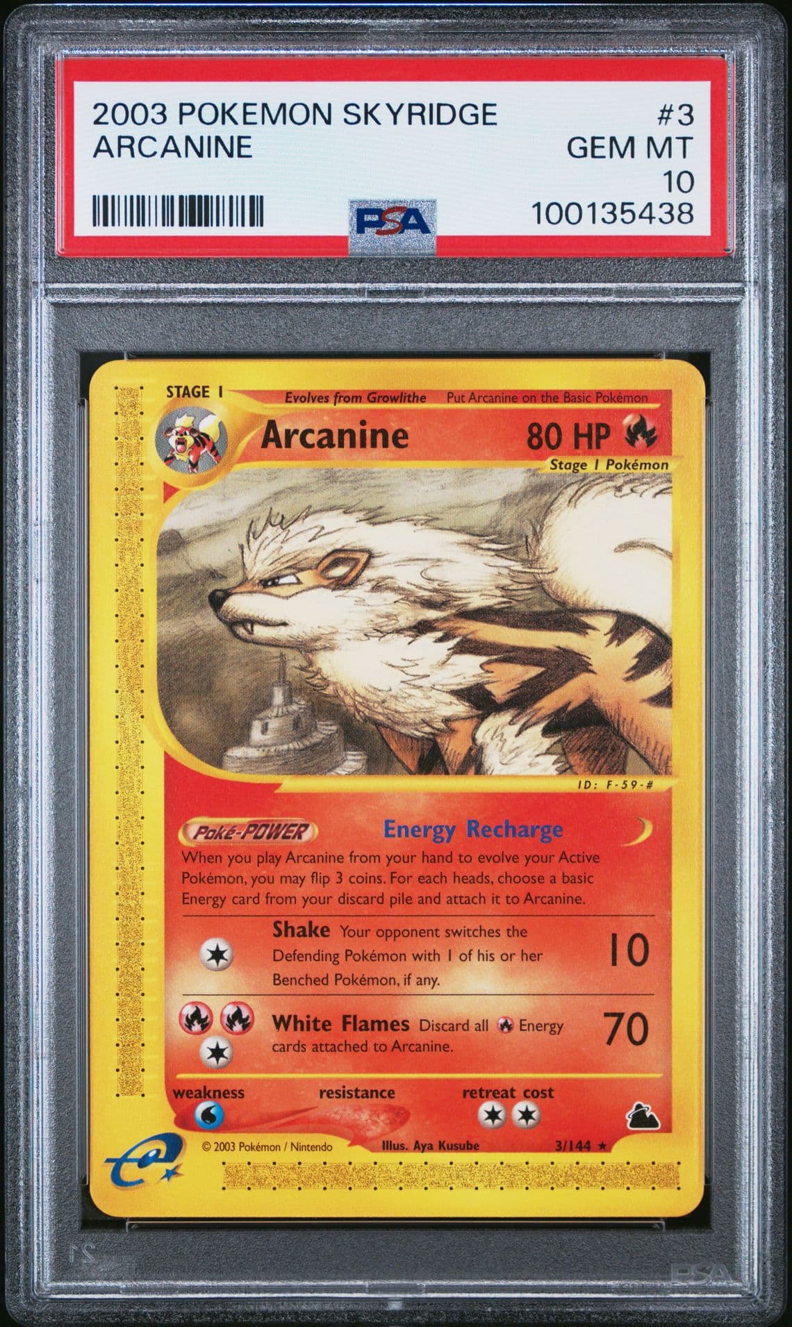 2003 POKEMON SKYRIDGE #3 ARCANINE PSA 10