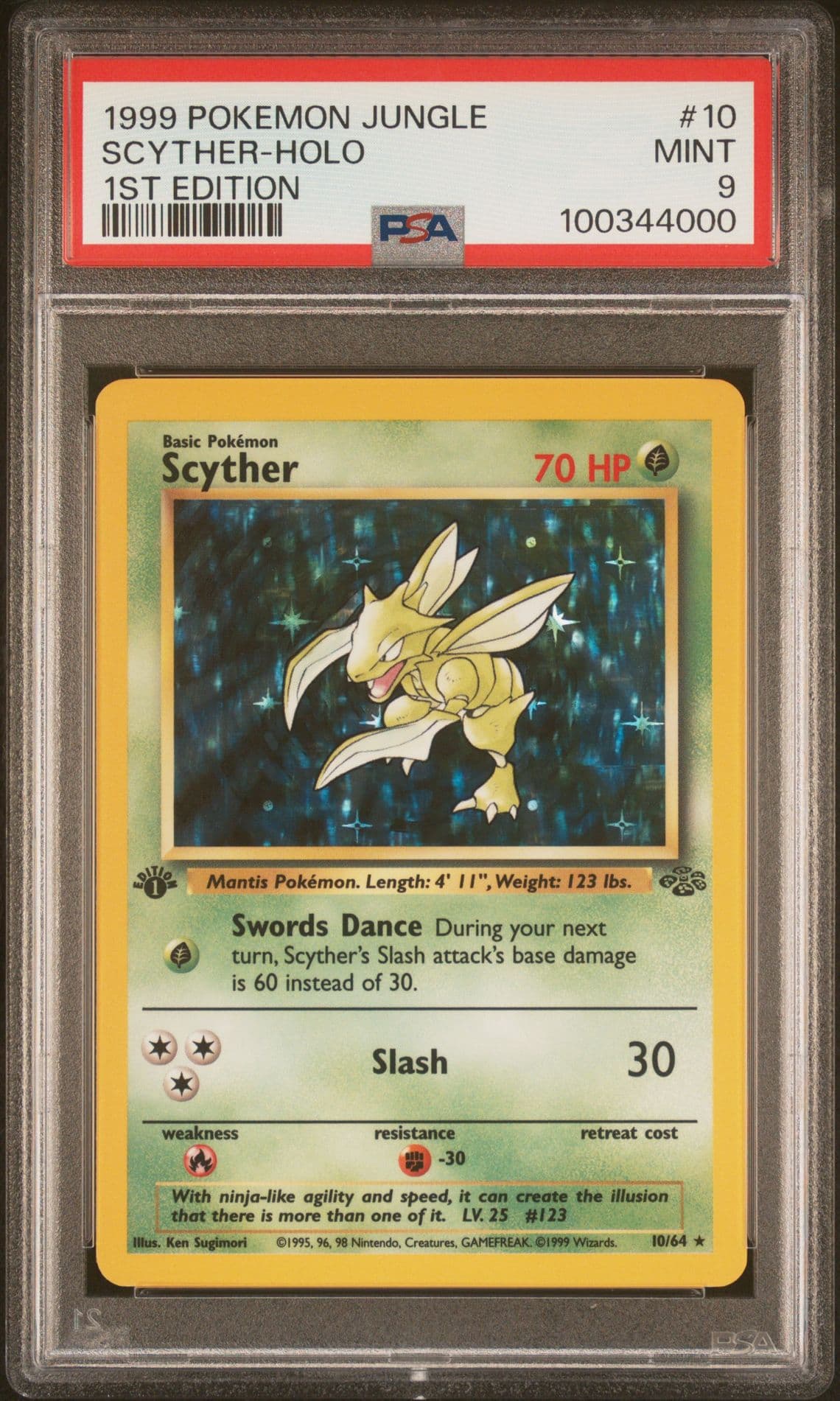 (SEE DESCRIPTION) Pokémon Scyther 10/64 Jungle 1st Edition Holo Rare PSA 9 1999