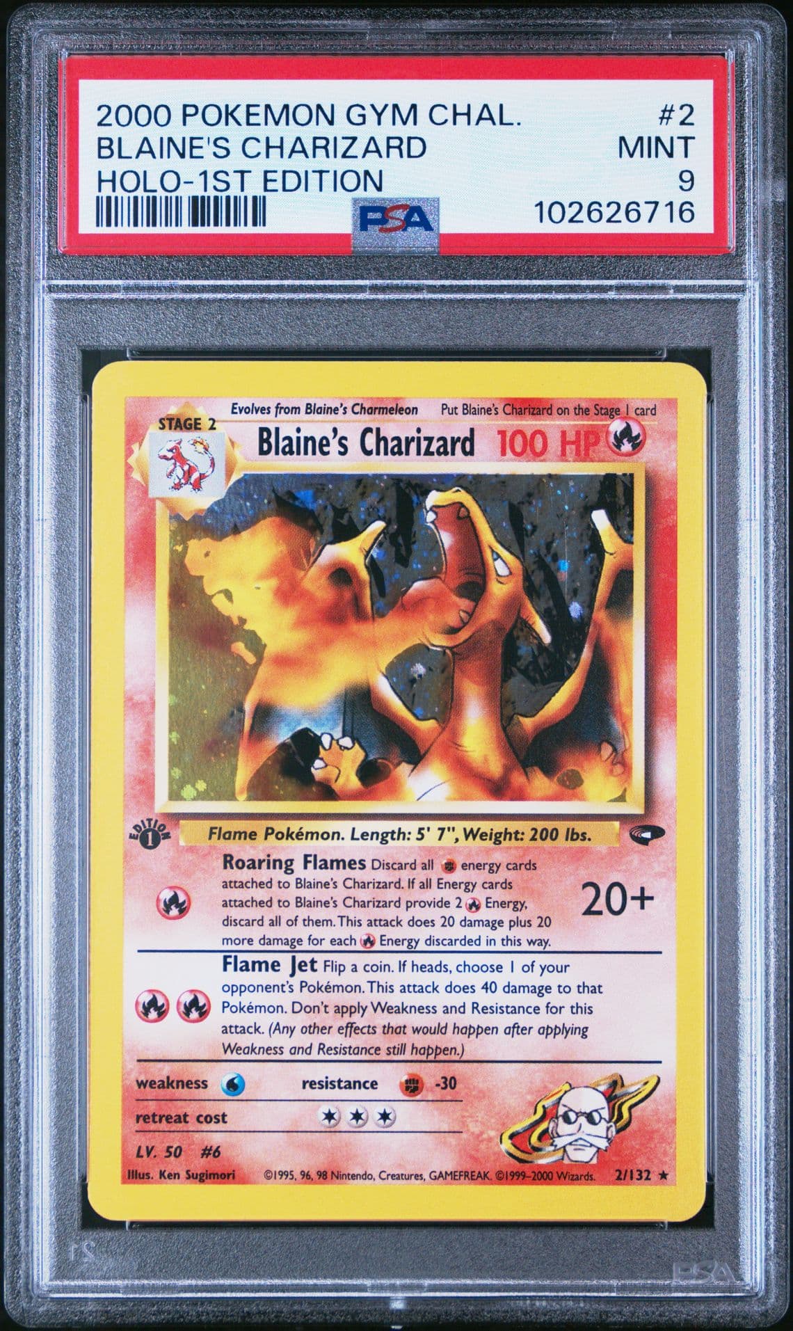 Blaine's Charizard 1st Edition 2/132 PSA 9 MINT 2000 Gym Challenge Pokemon