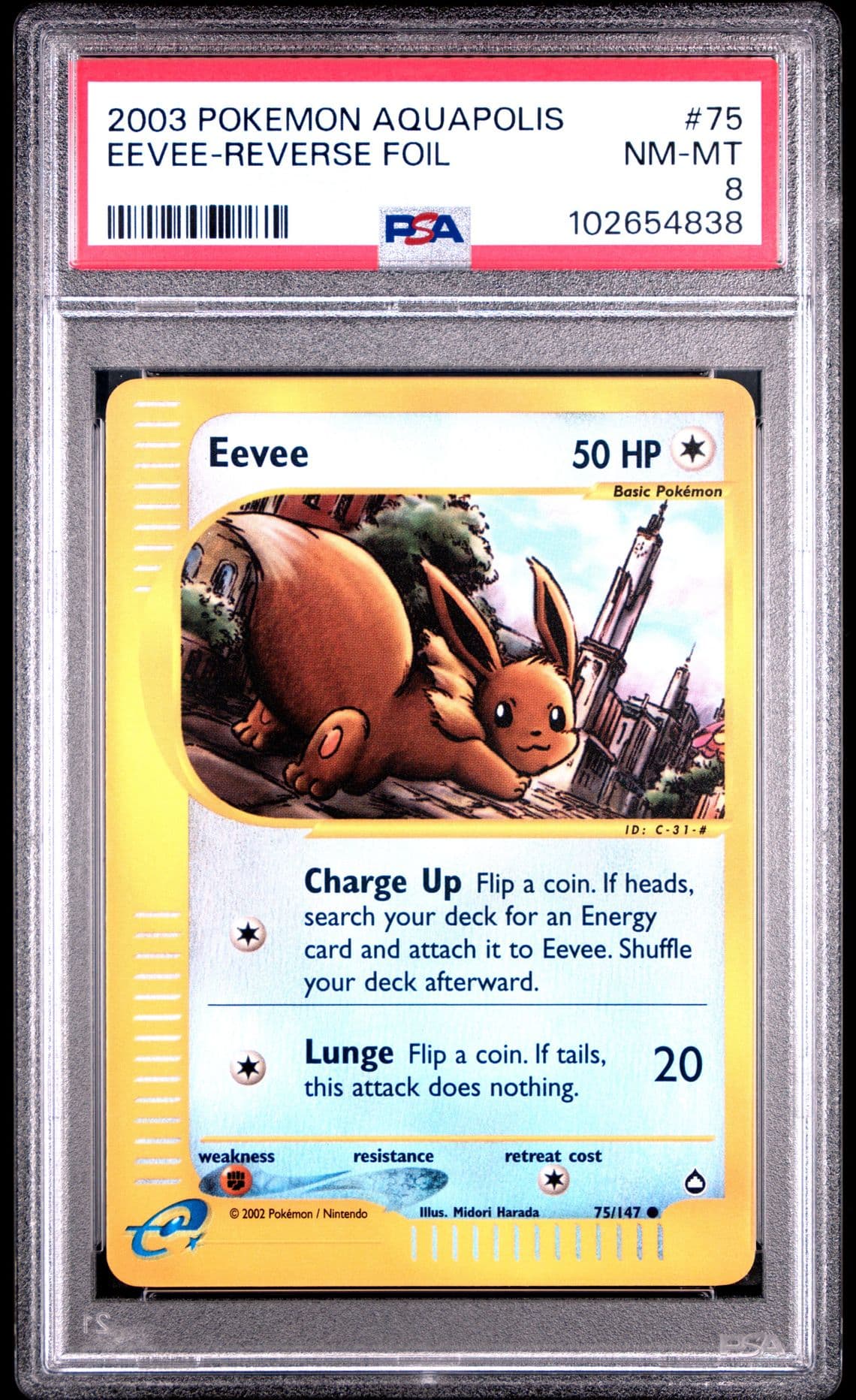 Eevee Aquapolis Reverse Holo 75/147 PSA 8 NM-MT