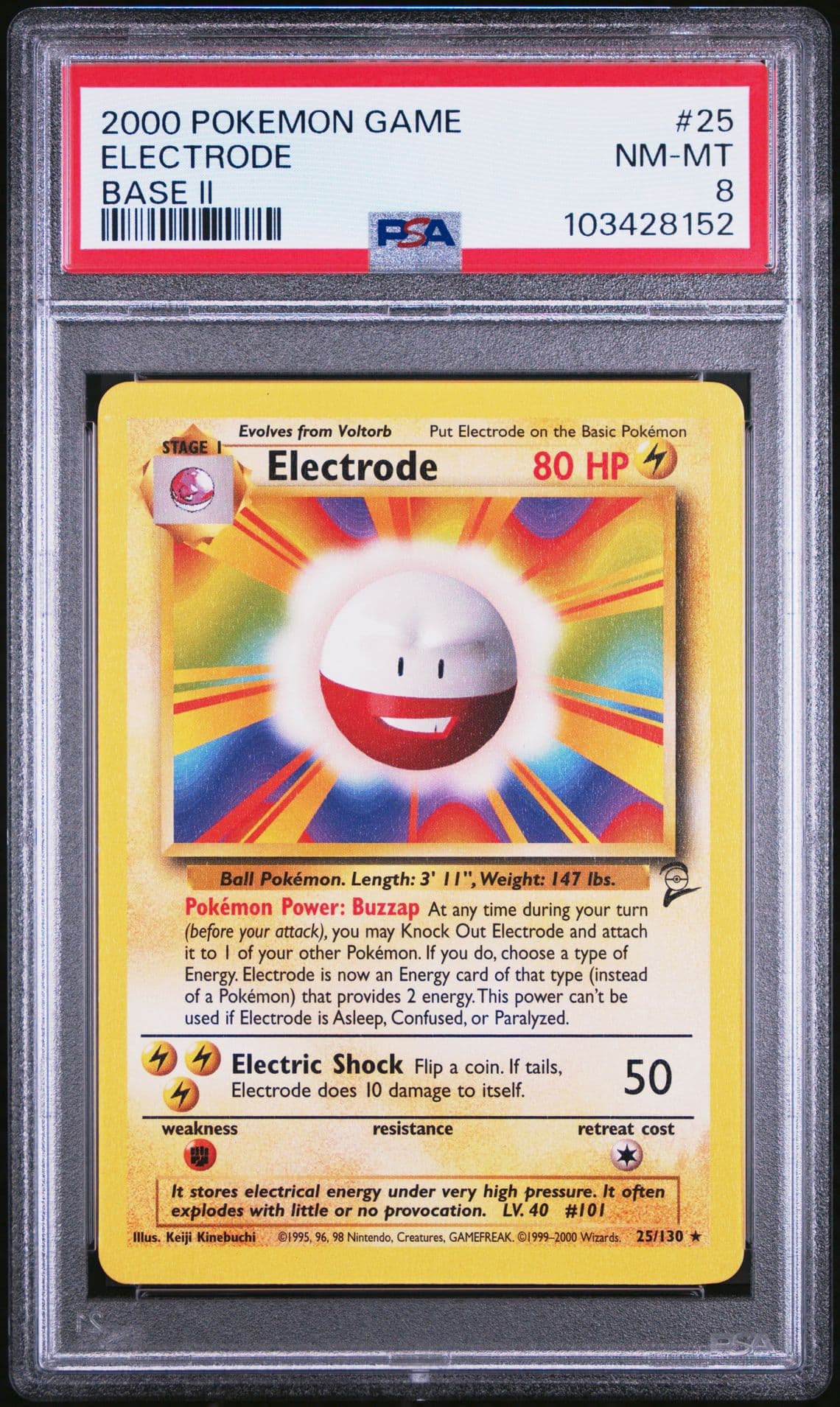 2000 Pokemon Base Set II 2 # 25 Electrode PSA 8 Card NM-MT