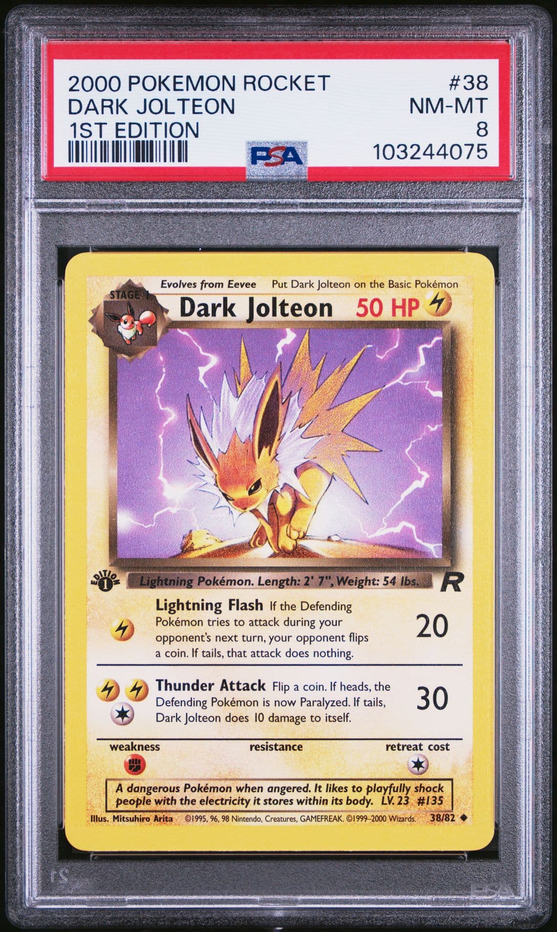PSA 8 2000 POKEMON DARK JOLTEON TEAM ROCKET 1ST EDITION #38/82