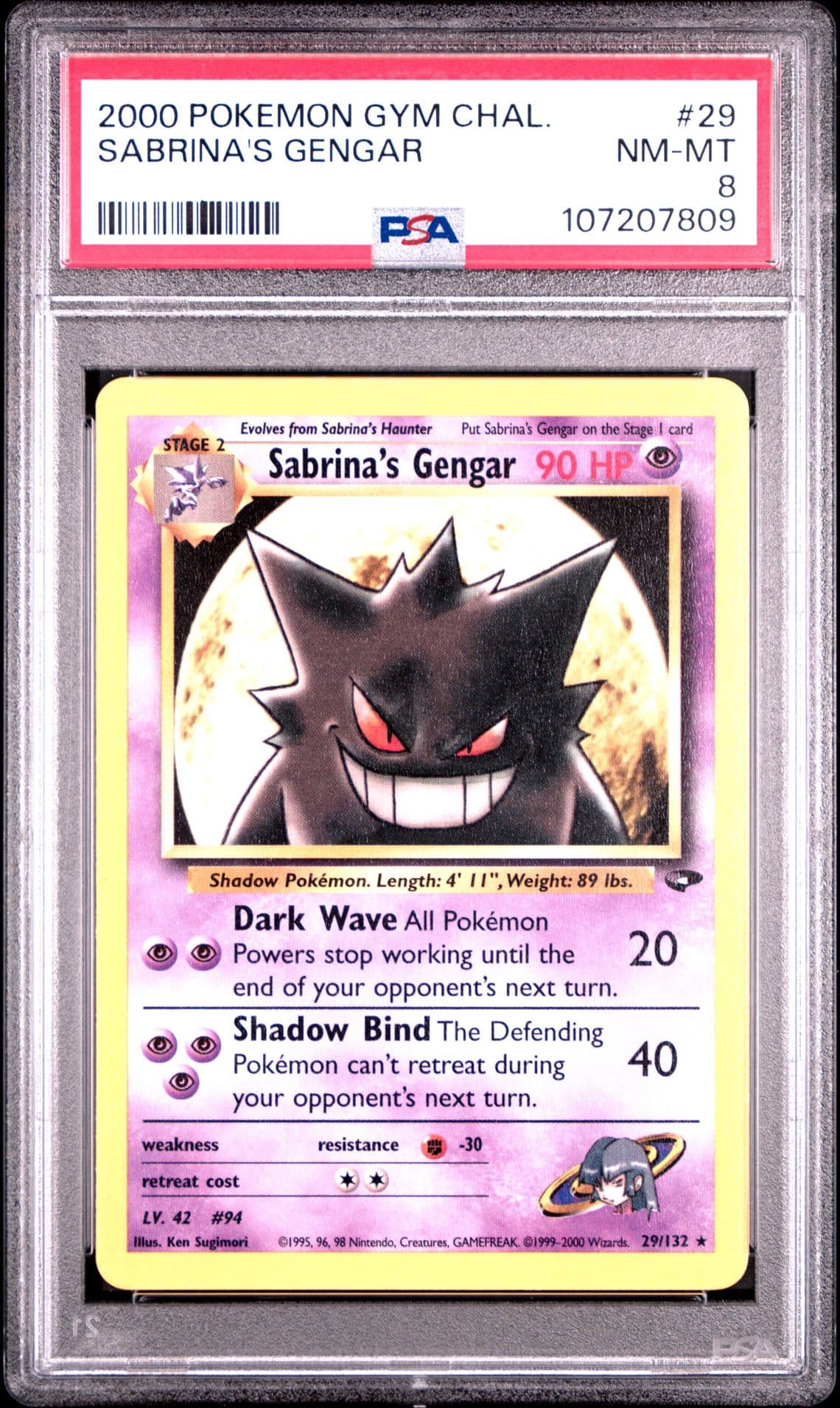 Sabrina's Gengar 29/132 Gym Challenge Regular PSA 8
